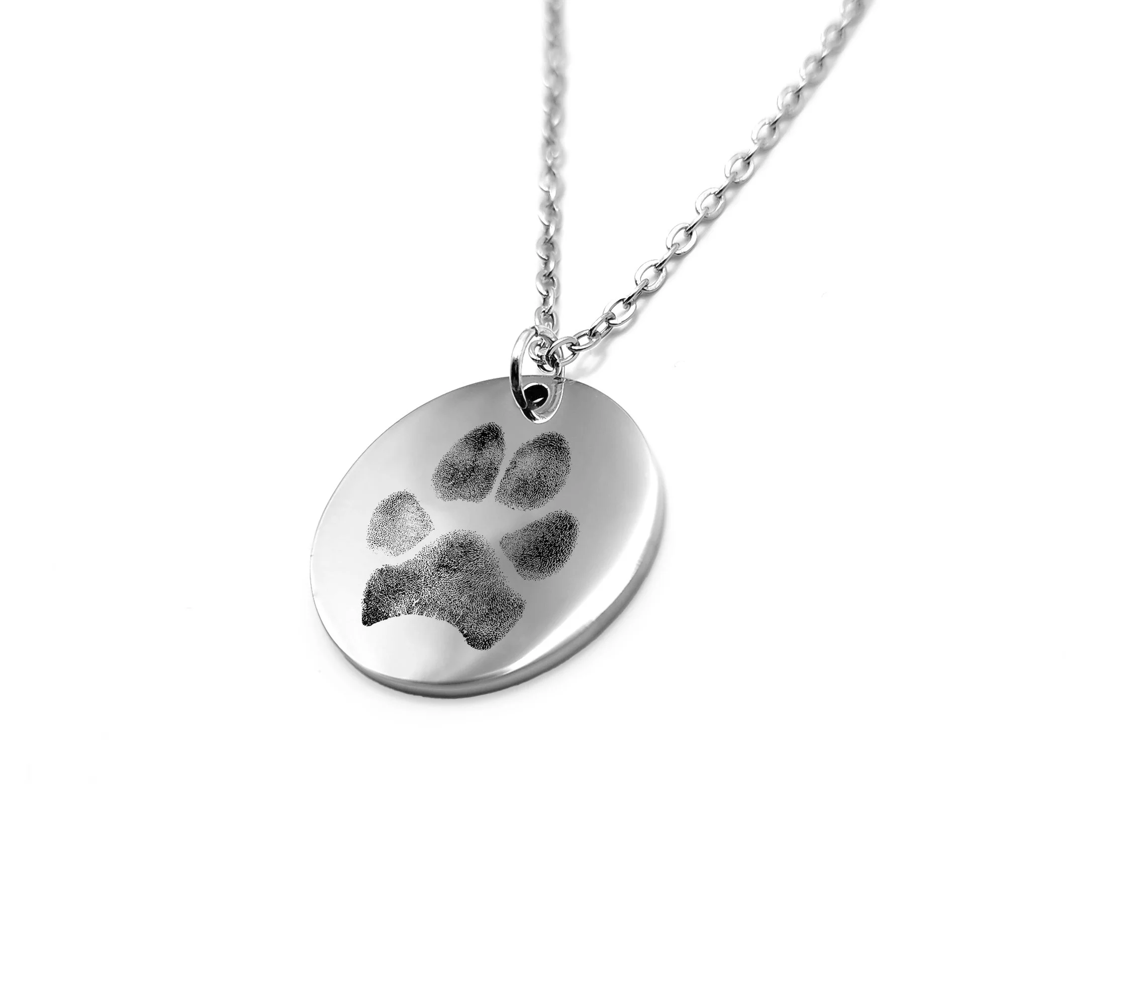 personalised pet paw print necklace engraved pendant