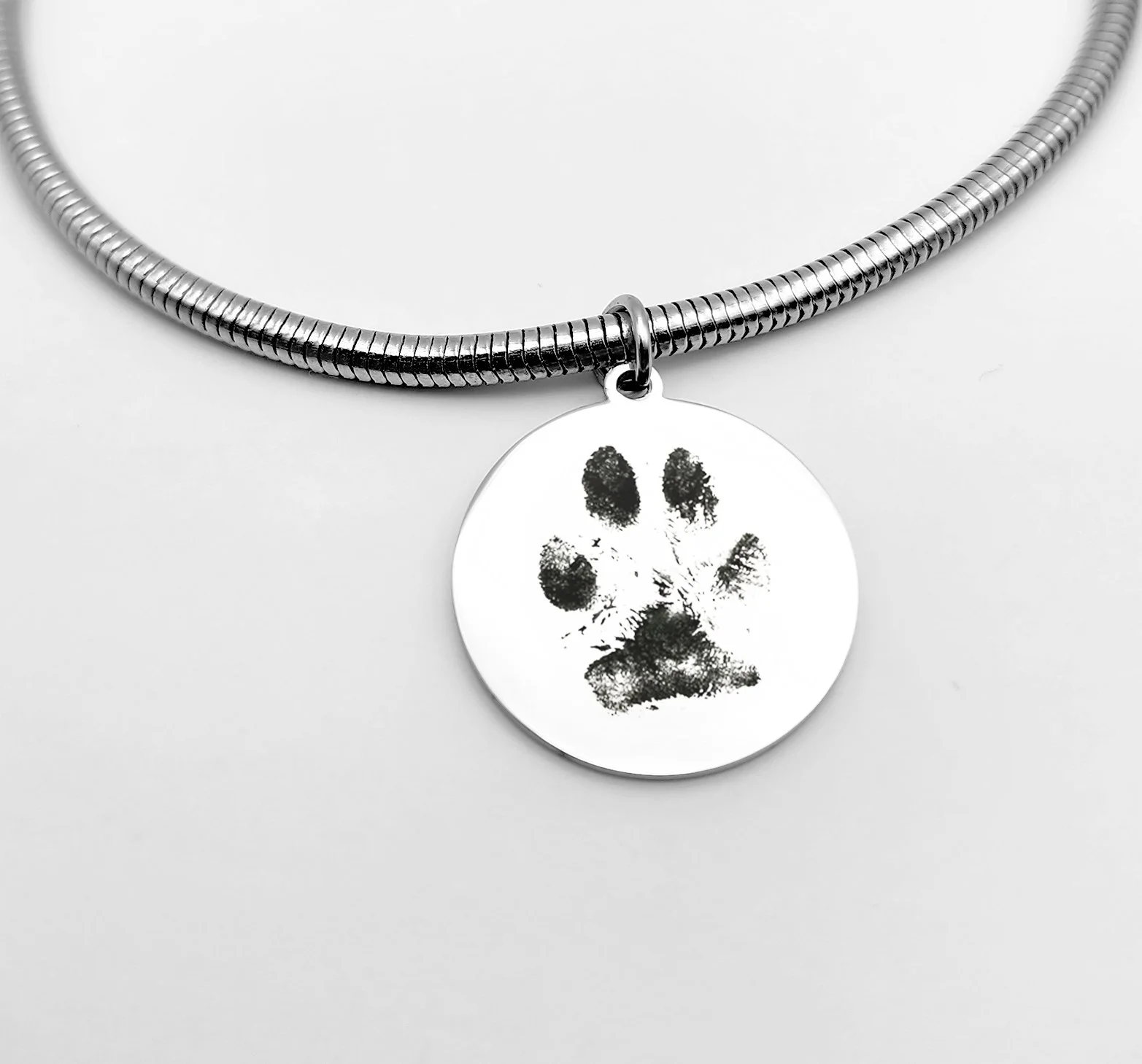 Custom Pet Paw Print Rope Bracelet Silver