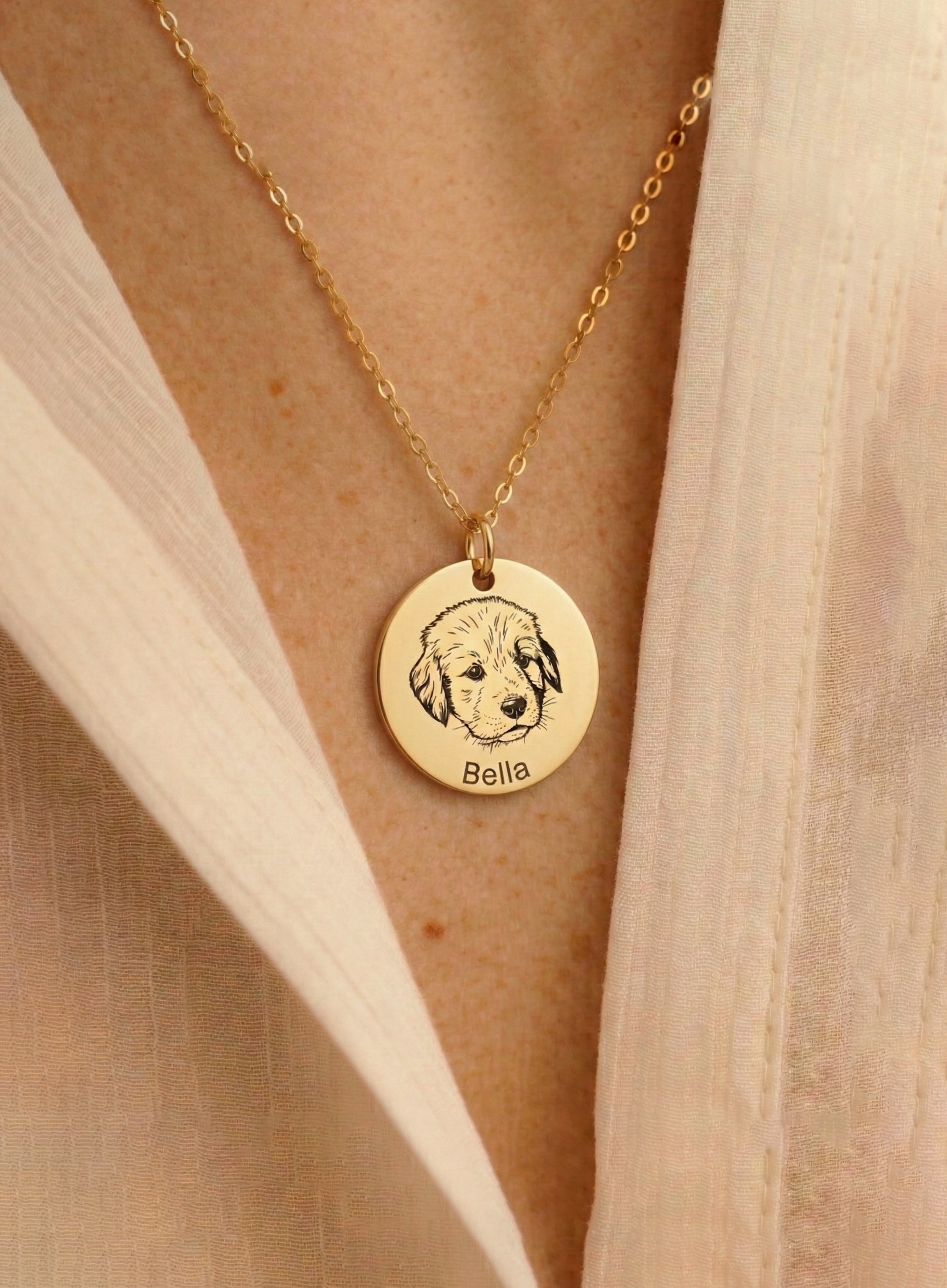custom pet portrait necklace worn personalised pet jewellery