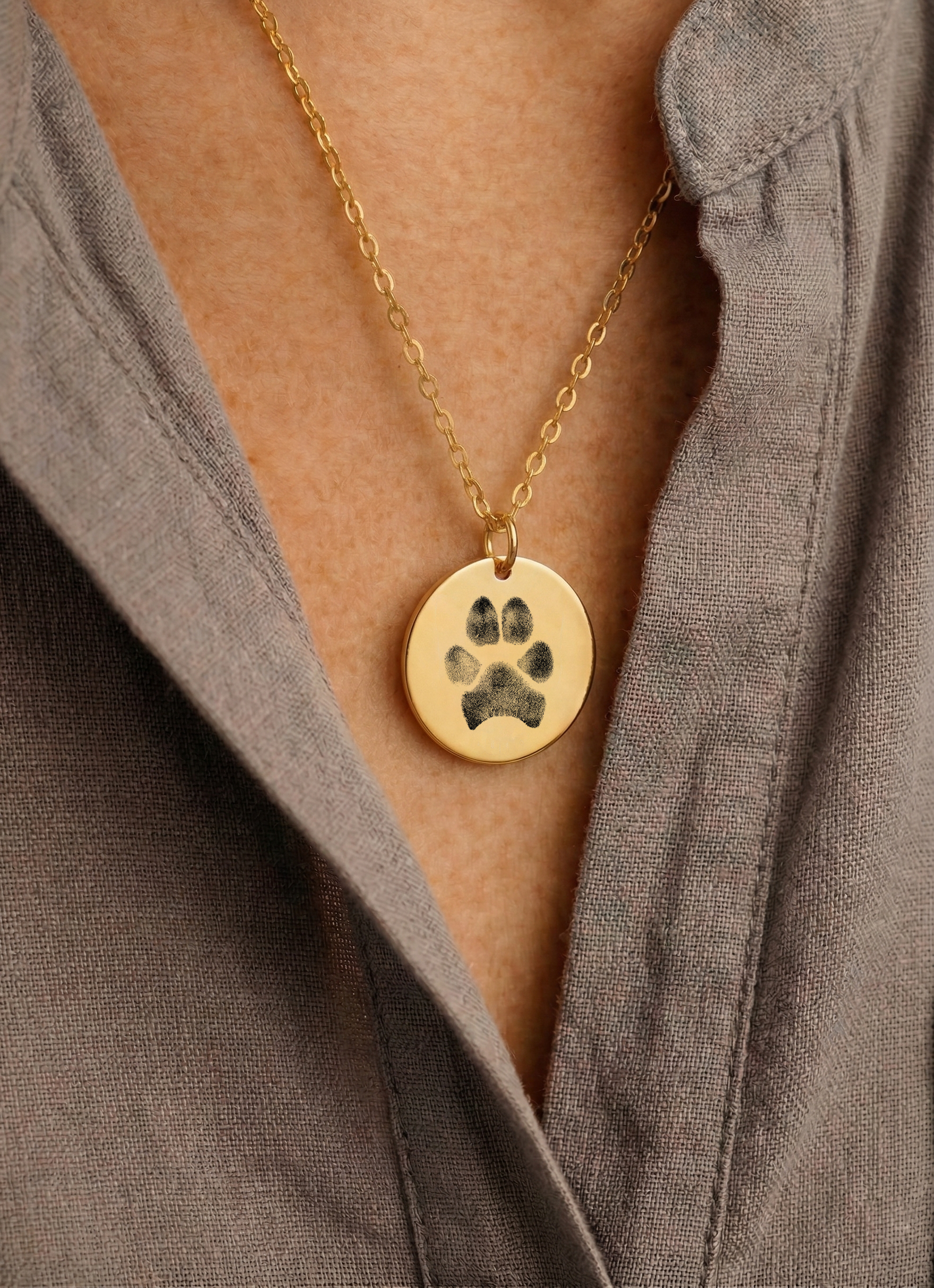 custom pet paw print necklace worn jewellery