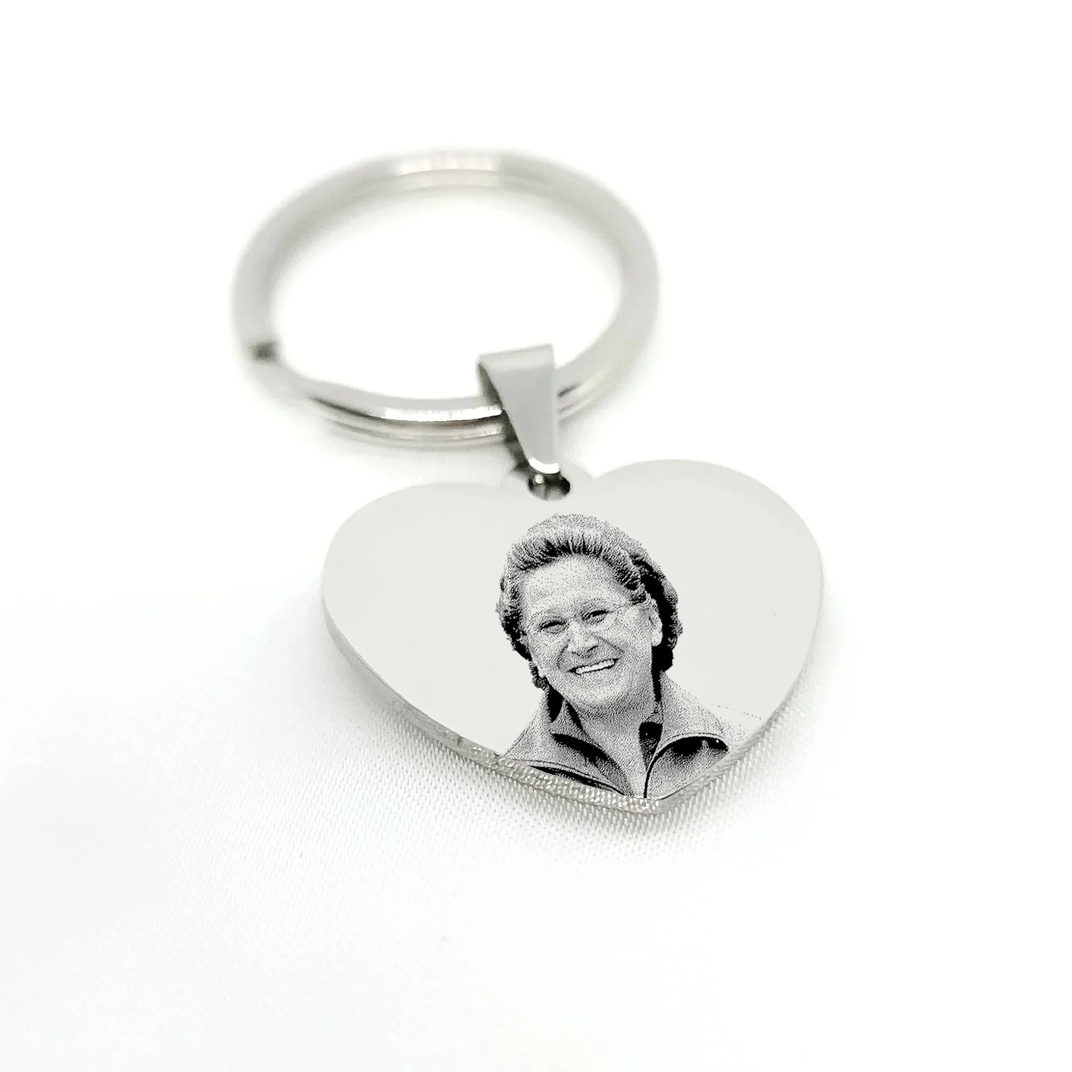 Silver Heart Photo Engraved Keyring