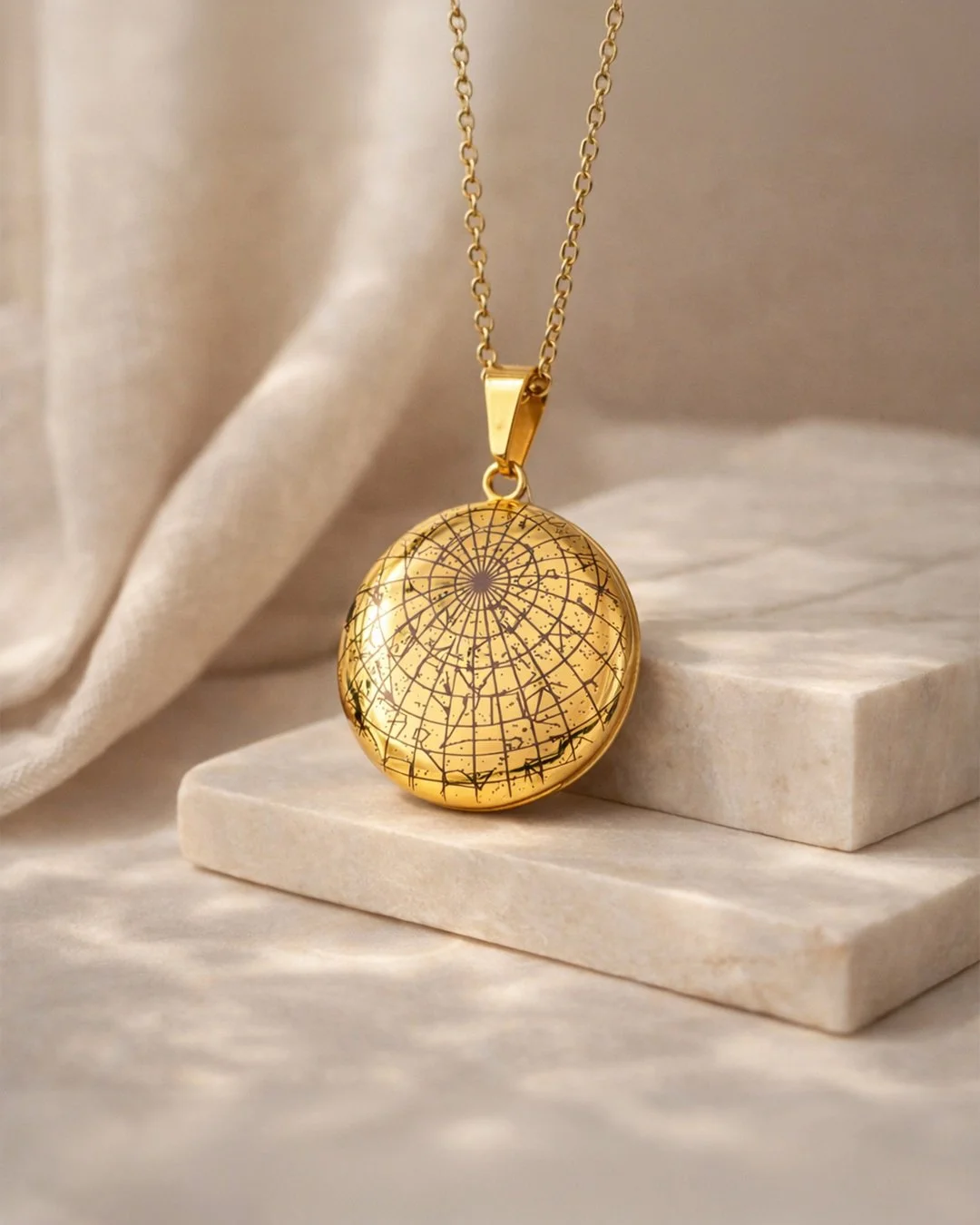 Star Map Photo Locket 18k Gold Plated Custom Necklace