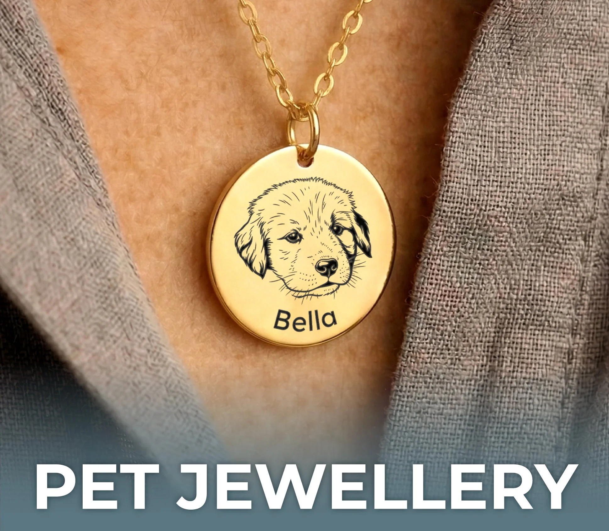 Personalised pet jewellery with engraved name and photo locket necklace in Ireland