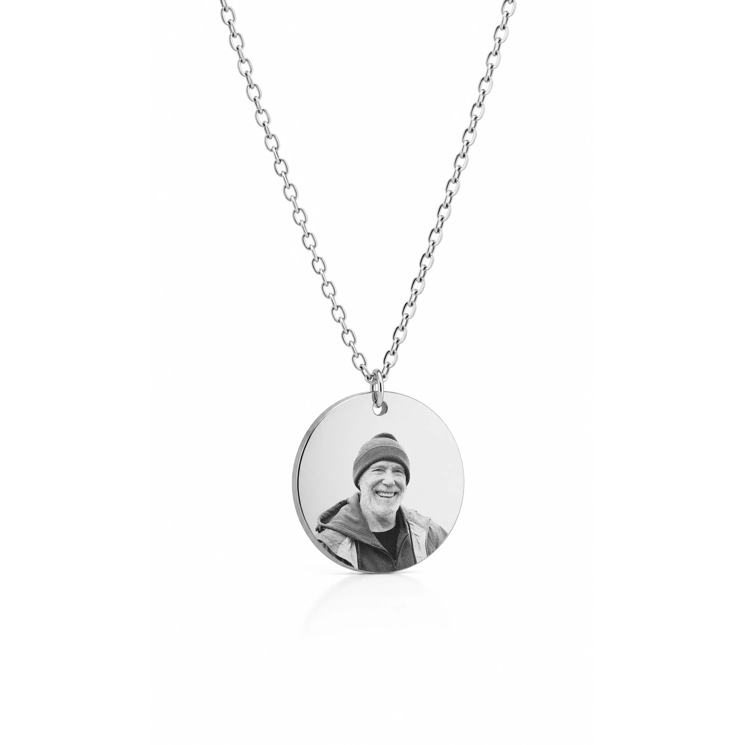 Silver Round Photo Necklace