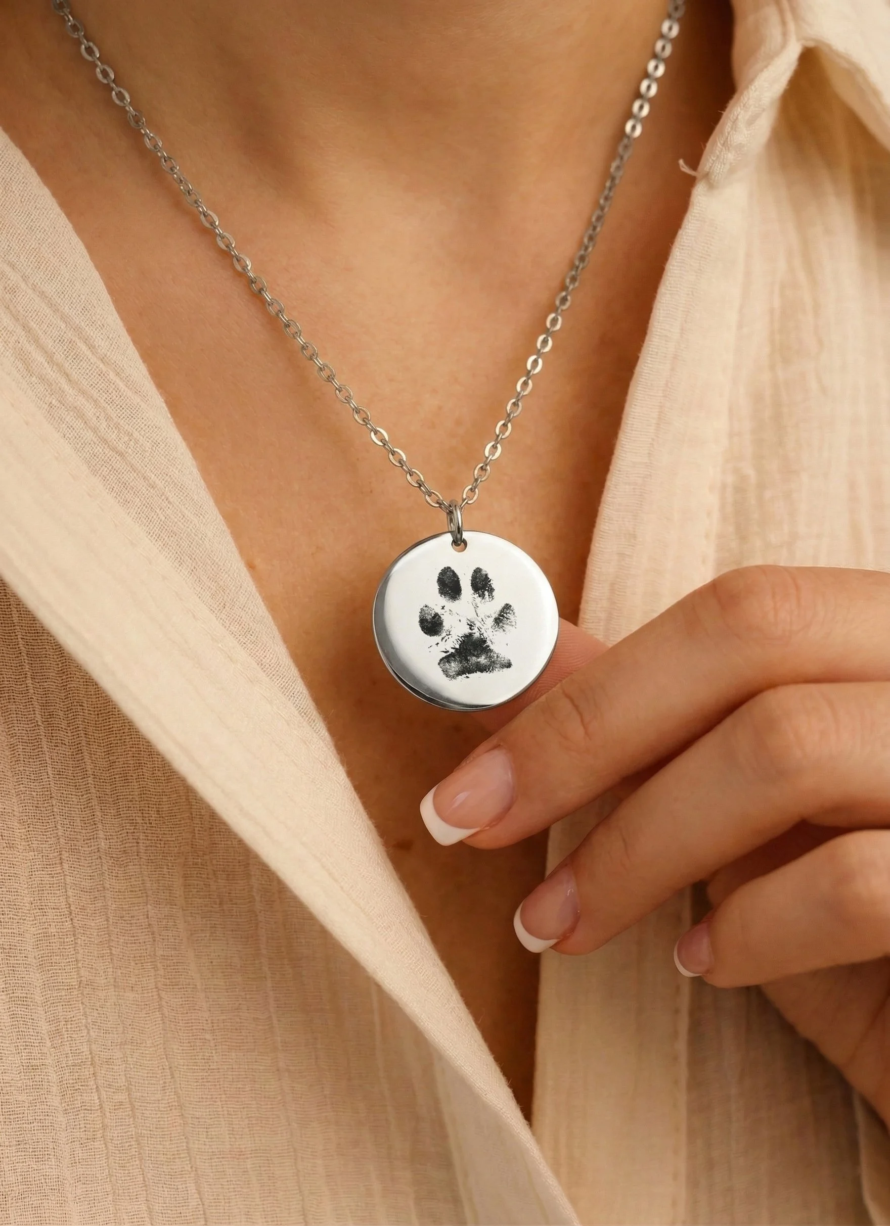 custom pet paw print necklace worn jewellery