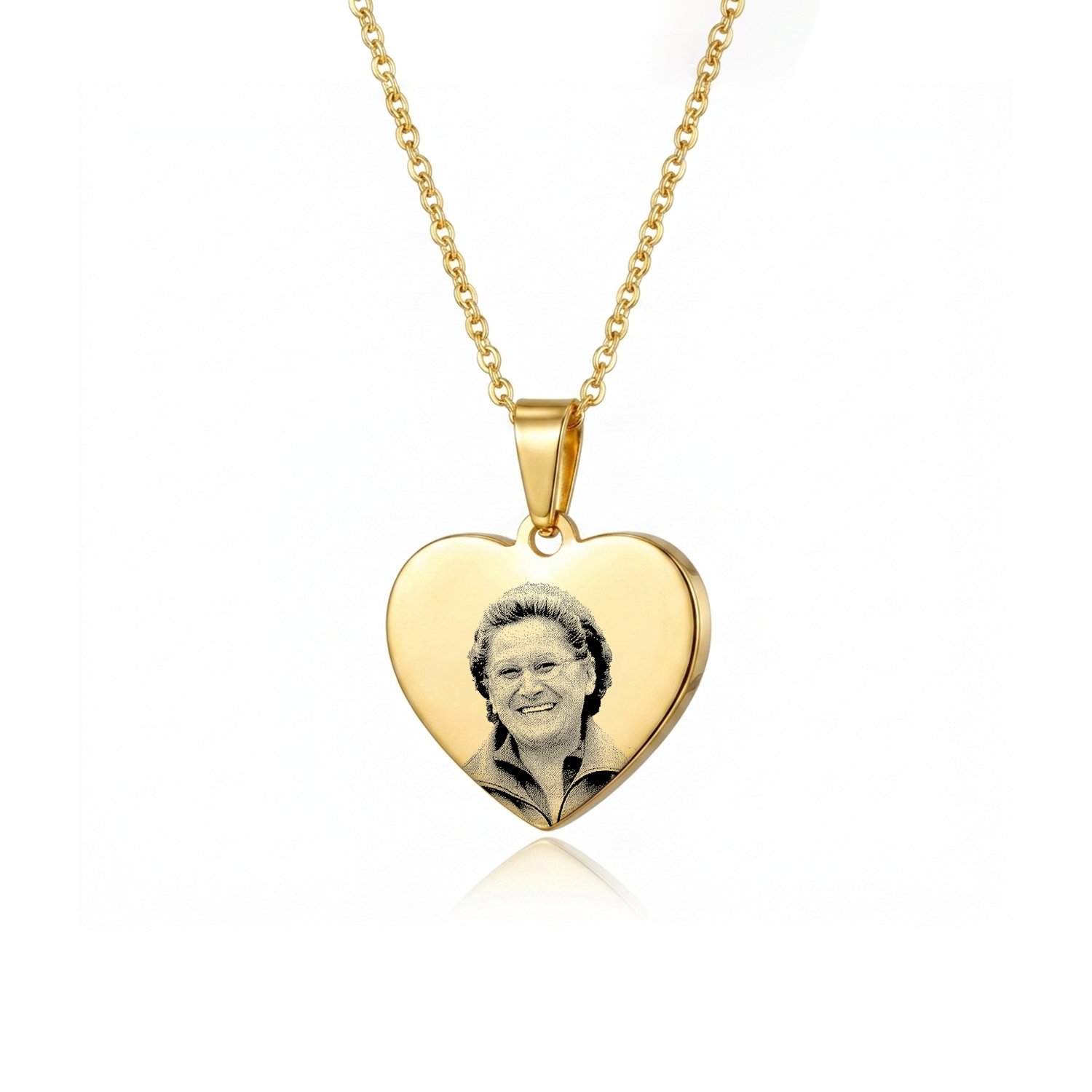 18k PVD Gold Heart Photo Necklace