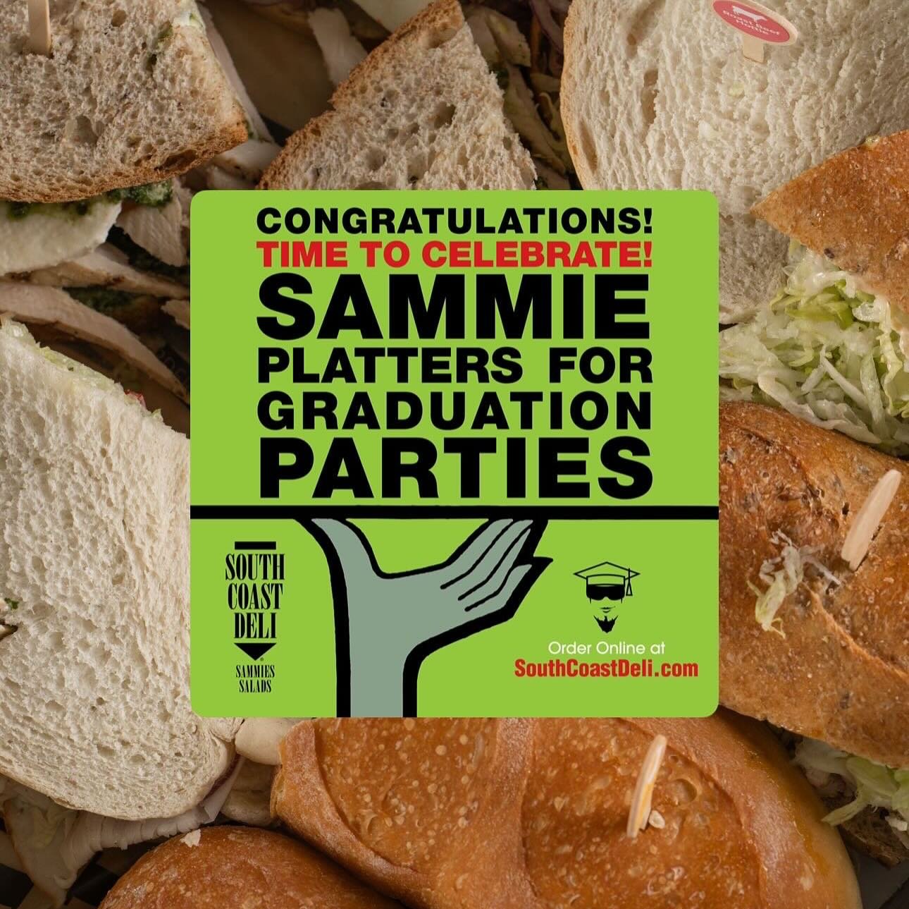 Graduation 🤝 SCD - order your sammie platters online &amp; we&rsquo;ll take it from there! 

#graduation #santabarbara