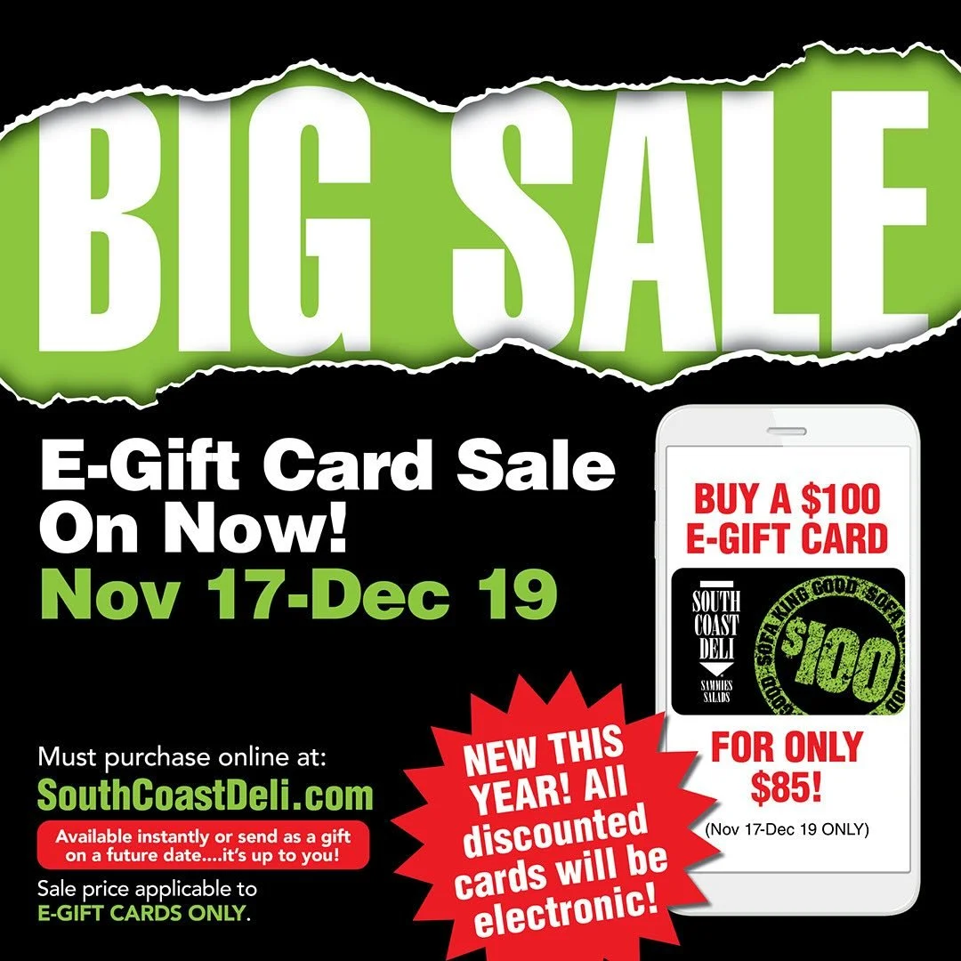 IT&rsquo;S THAT TIME OF THE YEAR AGAIN! 🎁🎅🎄 our annual gift card sale is BACK but this time, electronically! To purchase, visit southcoastdeli.com 

#holidayseason #giftideas #santabarbararestaurants