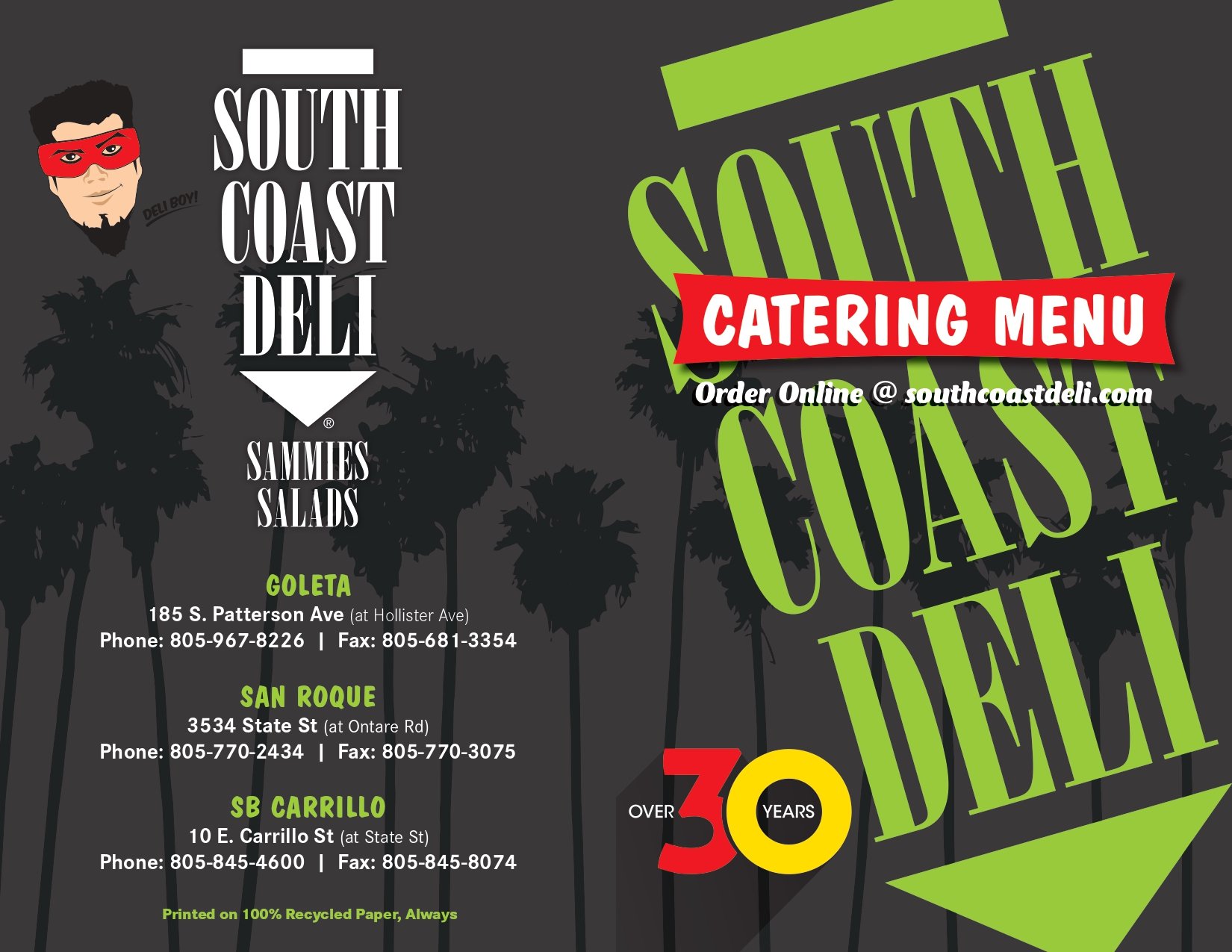 Catering Menu Back