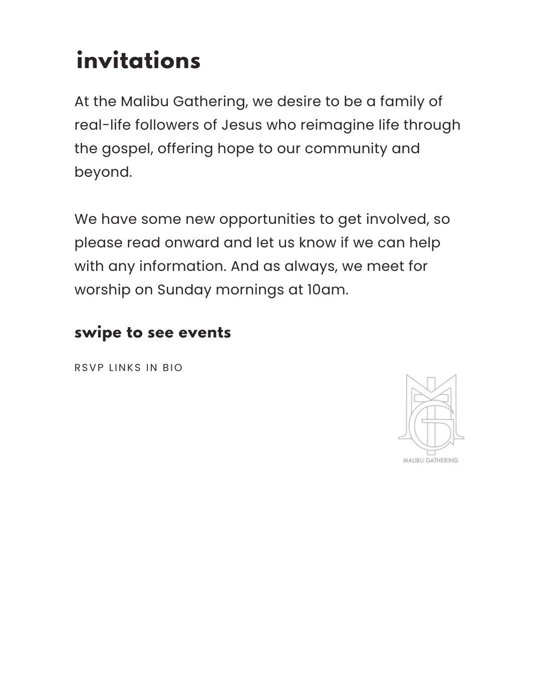 We&rsquo;d love to help get you connected to all that God is doing at the Malibu Gathering! 

We worship on Sundays at 10am. We are excited to meet you.

#malibu
#malibuchurch
