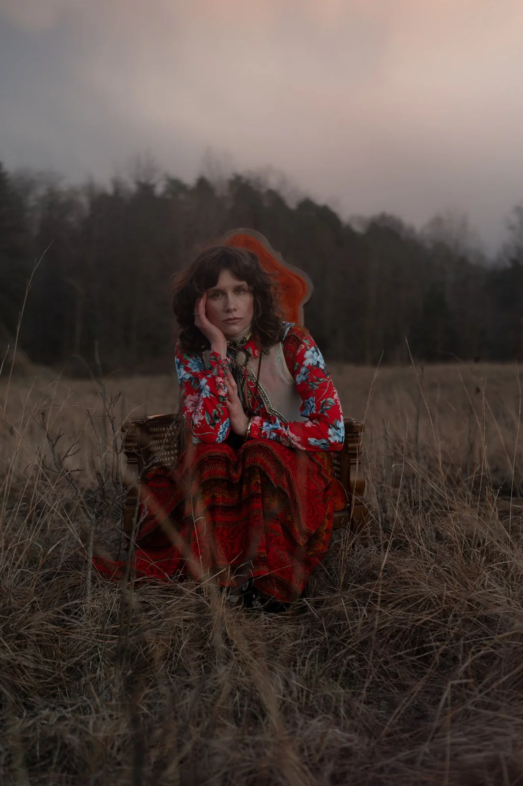 traverse city wedding photographer moody self portrait in a field