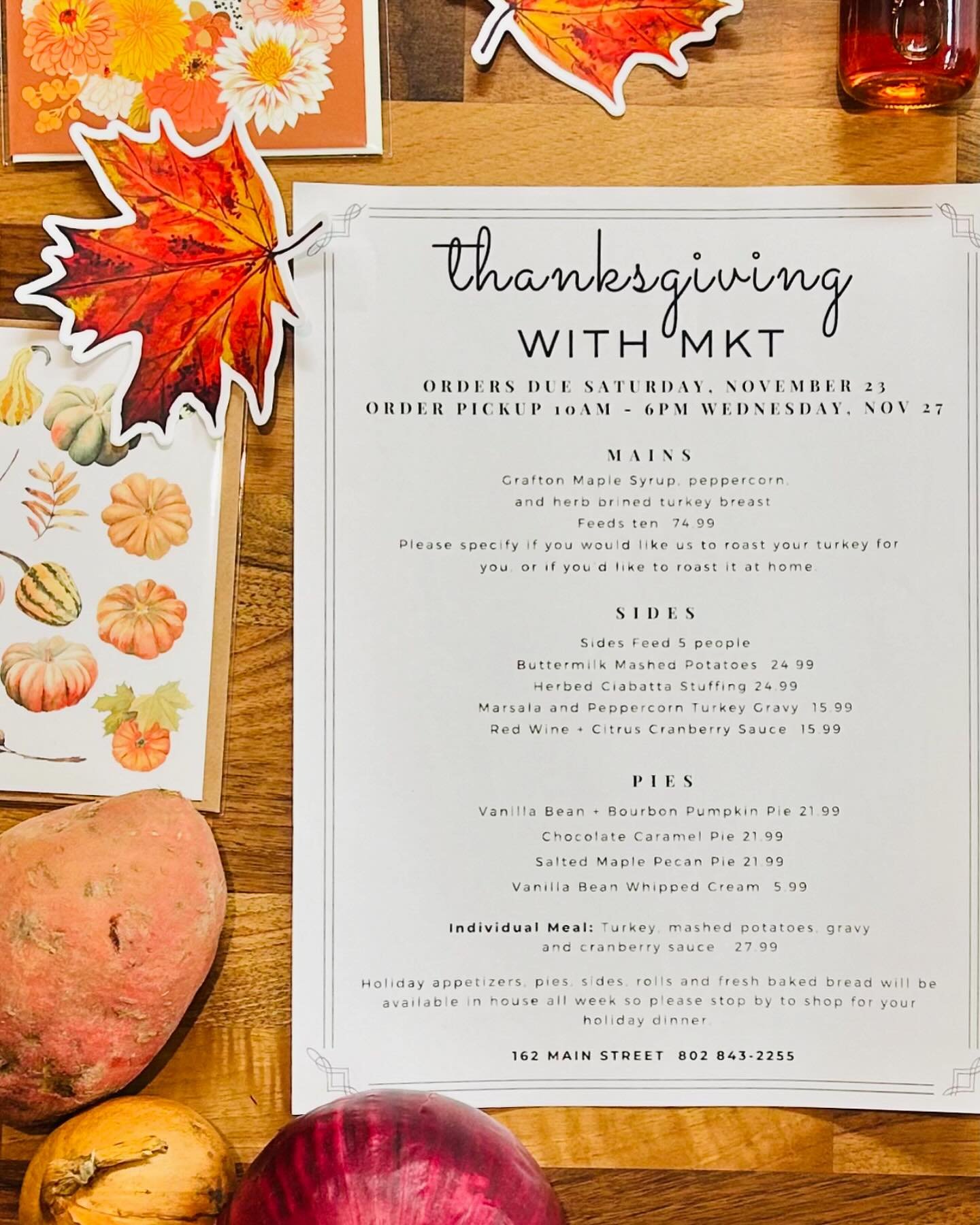 Call in your MKT thanksgiving orders by 7pm tonight! Pick up is Wednesday, the 27, for all food and other Thanksgiving necessities. Trying to feed an army this turkey day? We&rsquo;ve got you covered for breakfast lunch and dinner - check out our wid