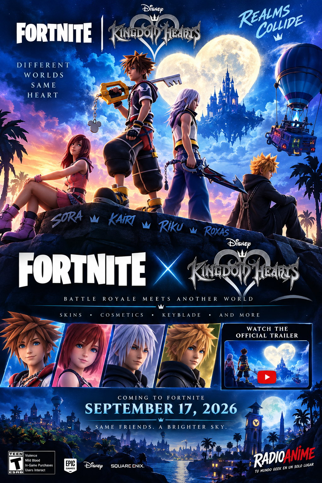 FORTNITE Y KINGDOM HEARTS REVELAN SUS NUEVAS SKINS EN UN EMOTIVO TRÁILER