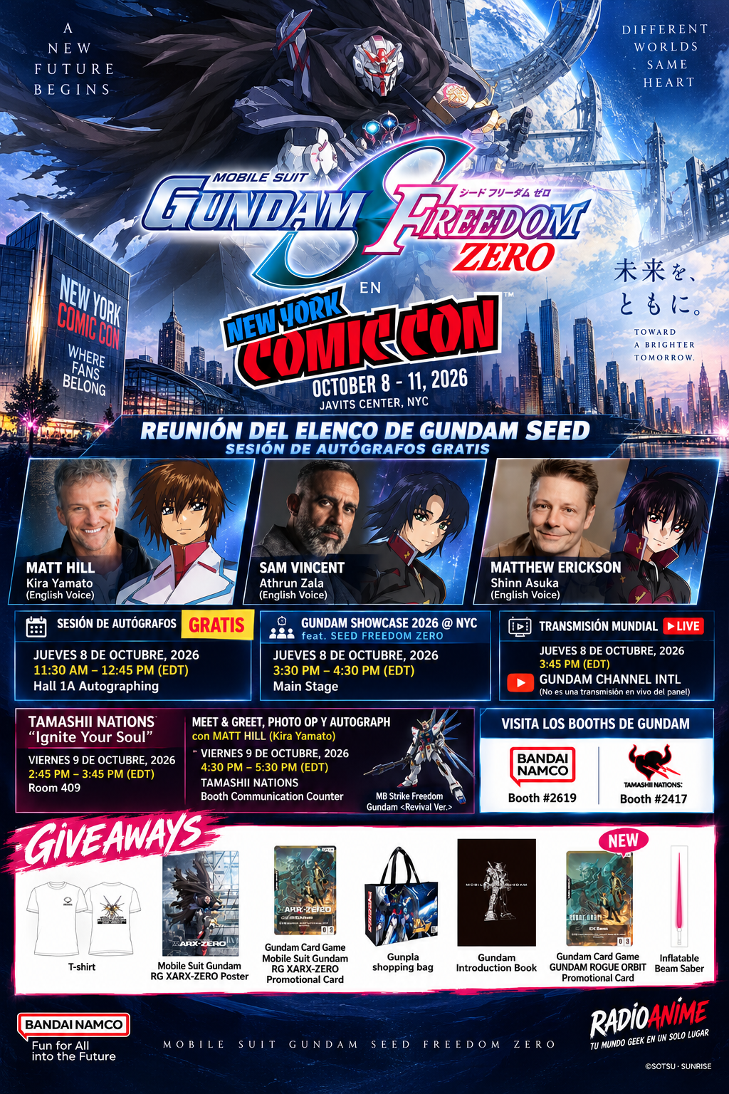 GUNDAM SEED REÚNE A SU ELENCO DE DOBLAJE EN NYCC 2026 CON AUTÓGRAFOS GRATIS Y NOVEDADES DE SEED FREEDOM ZERO