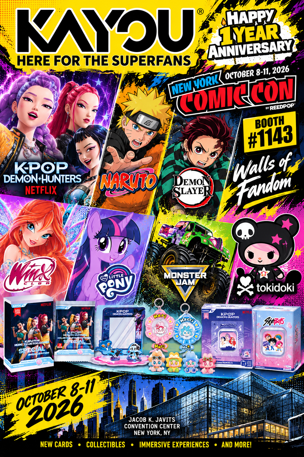 KAYOU regresa a New York Comic Con 2026 con nuevas cartas, coleccionables y sus Walls of Fandom