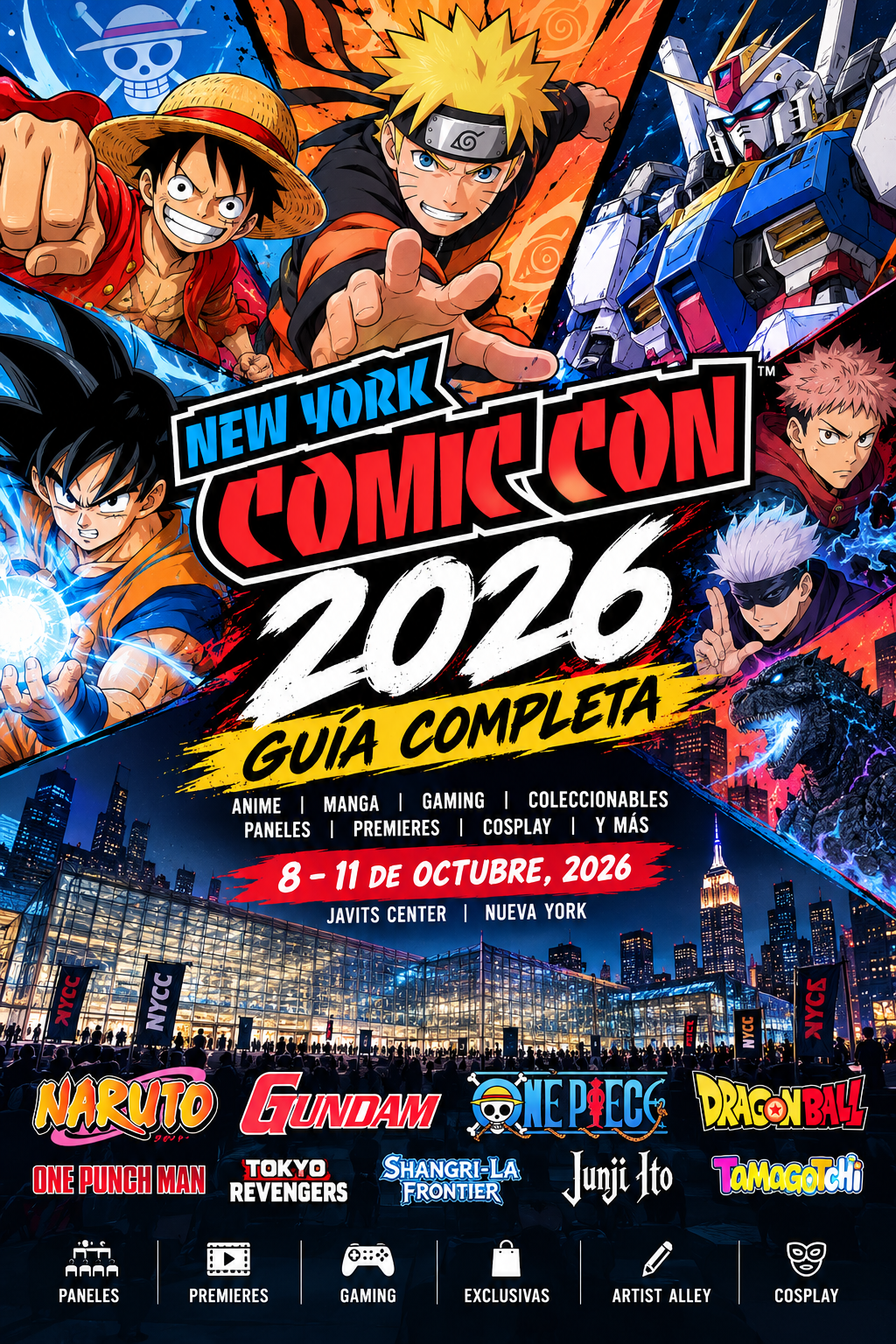 NYCC 2026: Guía de Anime, Manga, Gaming y Coleccionables — Naruto, Gundam, Dragon Ball, One Piece y Más