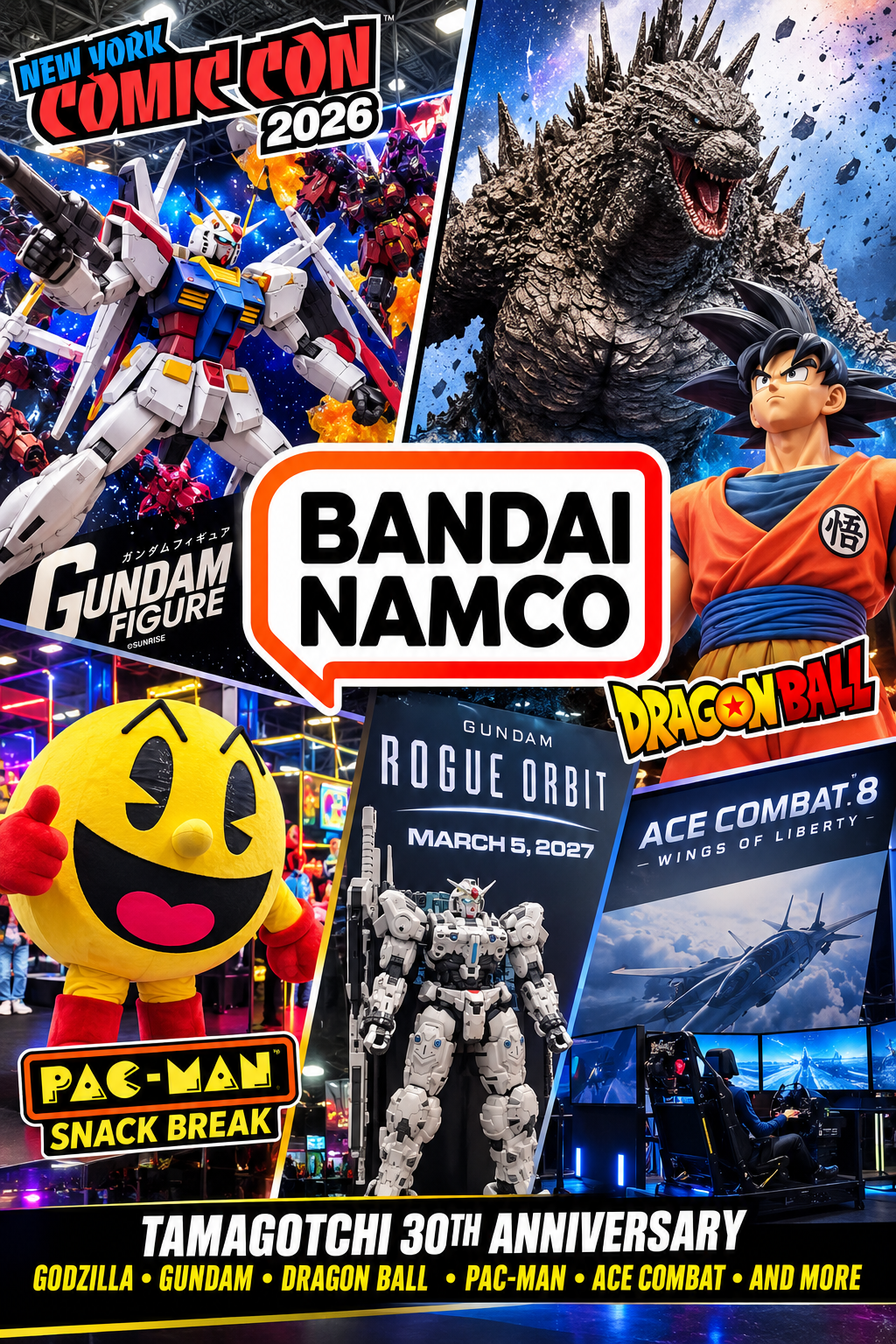Bandai Namco at NYCC 2026: Tamagotchi, Godzilla, Gundam, Dragon Ball &amp; More