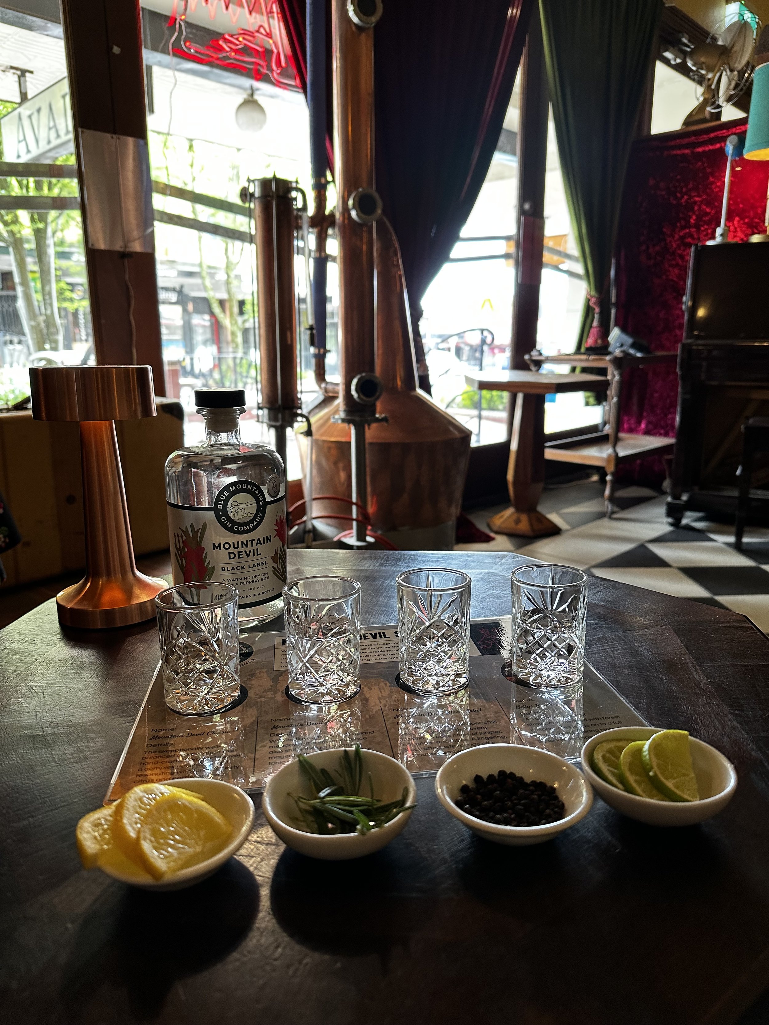 Gin Tasting at Avalon Restaurant, Katoomba