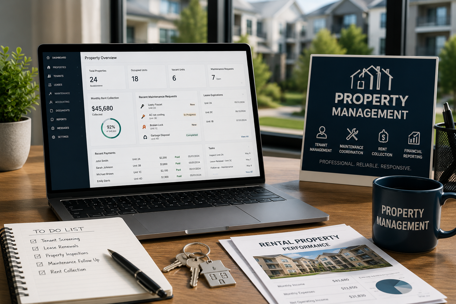 Property manager overseeing residential and commercial properties