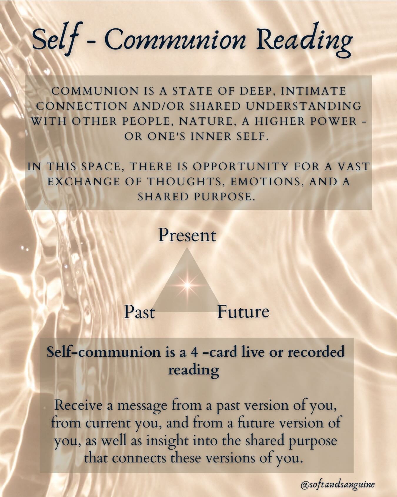 💞New tarot reading available in my Shop - link in bio

💞Self-Communion is a live or recorded 4-card reading to offer you communion with past, present, and future versions of yourself.

💞The 4th card offers insight into a shared purpose and/or thre