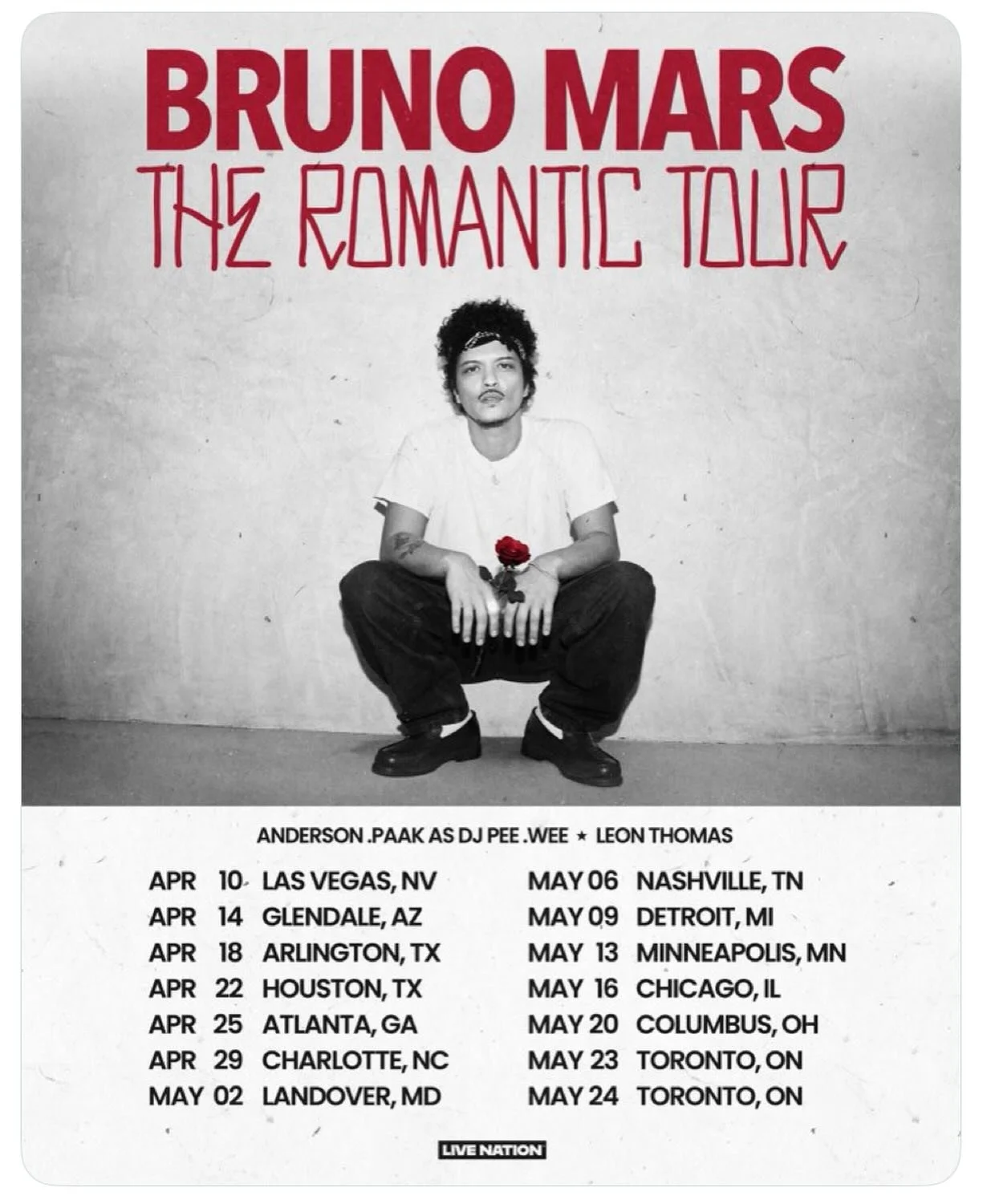 @brunomars new tour dates out! He&rsquo;ll be in the #DMV soon ⚛️