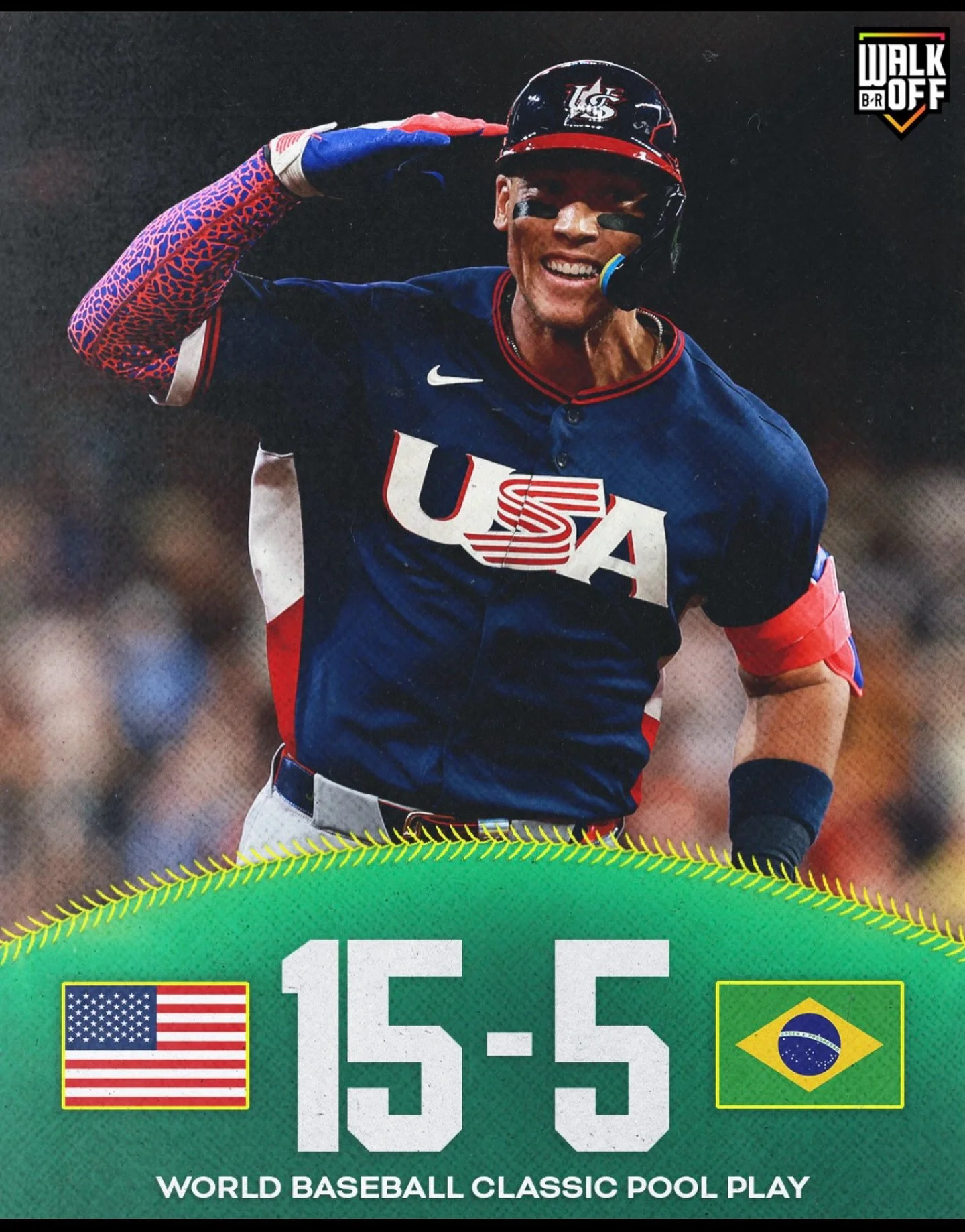 Team USA smashed team Brazil 🥲 in the World Baseball Classic 15-5. Happy but sad at the same time