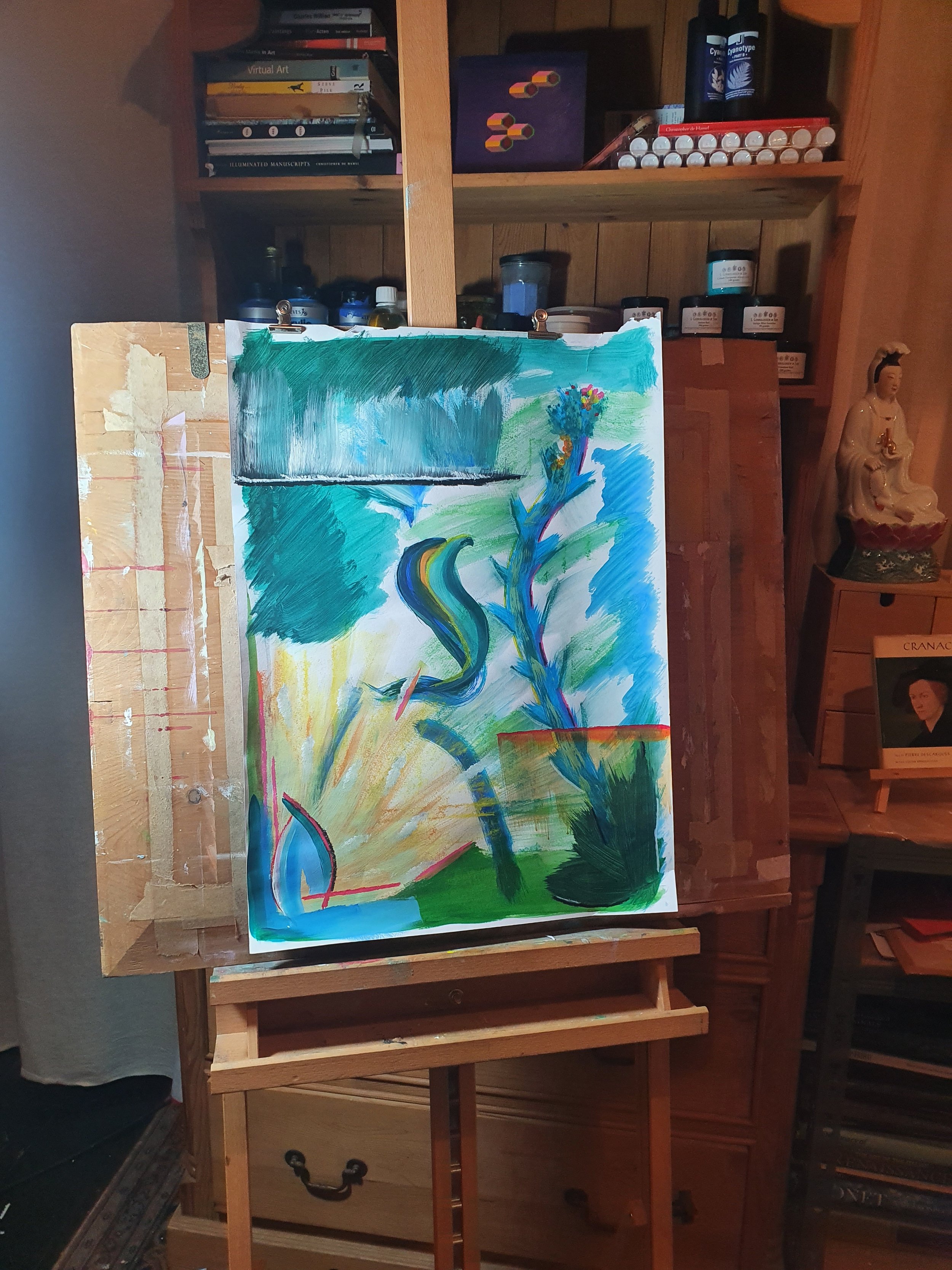 Large-scale Study; Acrylic & Oil Pastel on Paper - Abstract