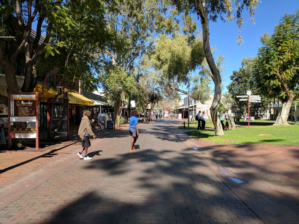 Todd Street Mall, lawn area to sit, stay and sell paintings