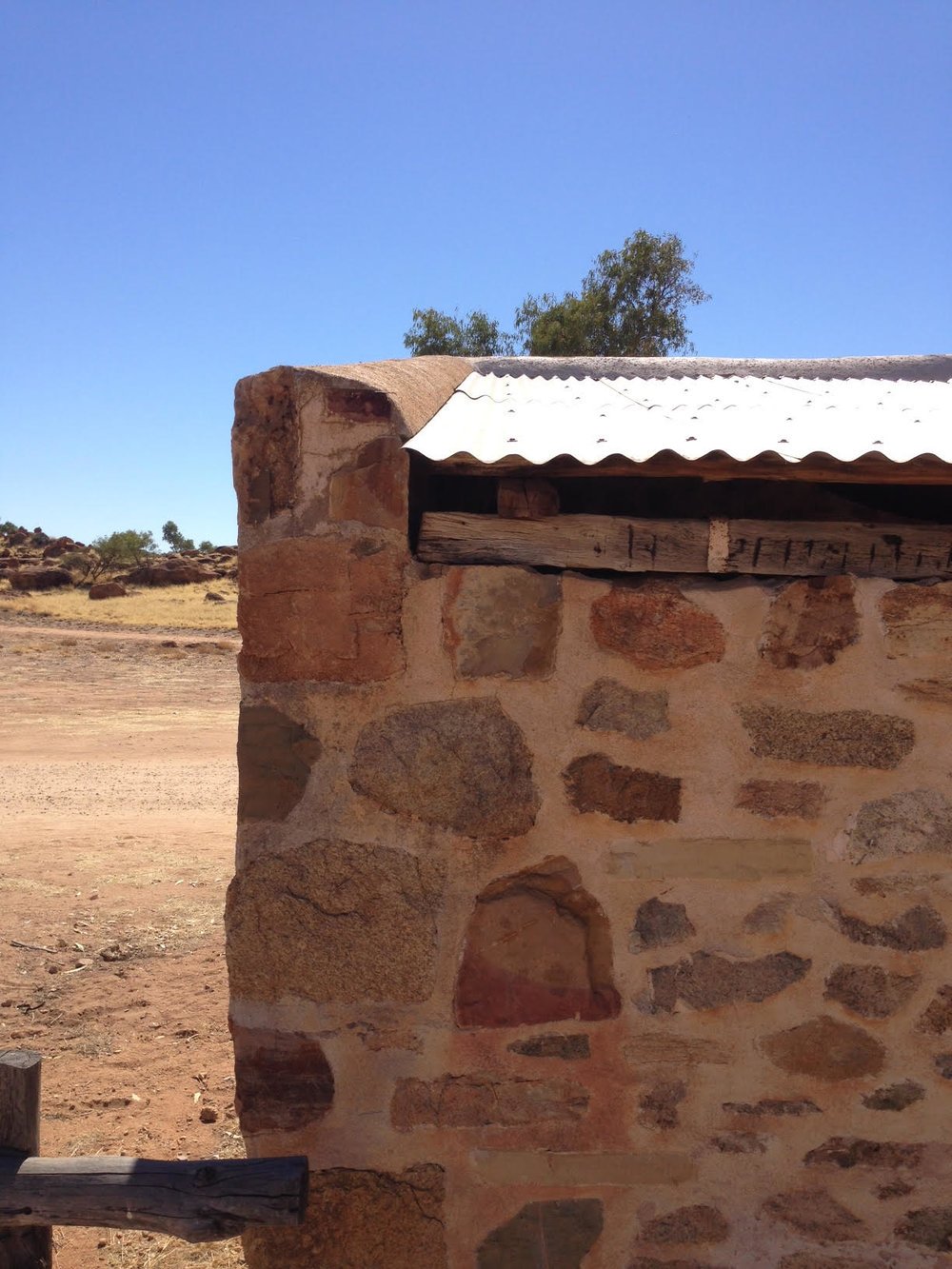 The Telegraph Station, Stone Parapet &amp; Roof sheeting junction