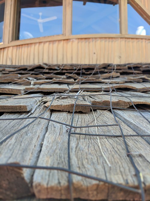 timber shingles for shade, recently removed a whole row as it was too hard to replace them