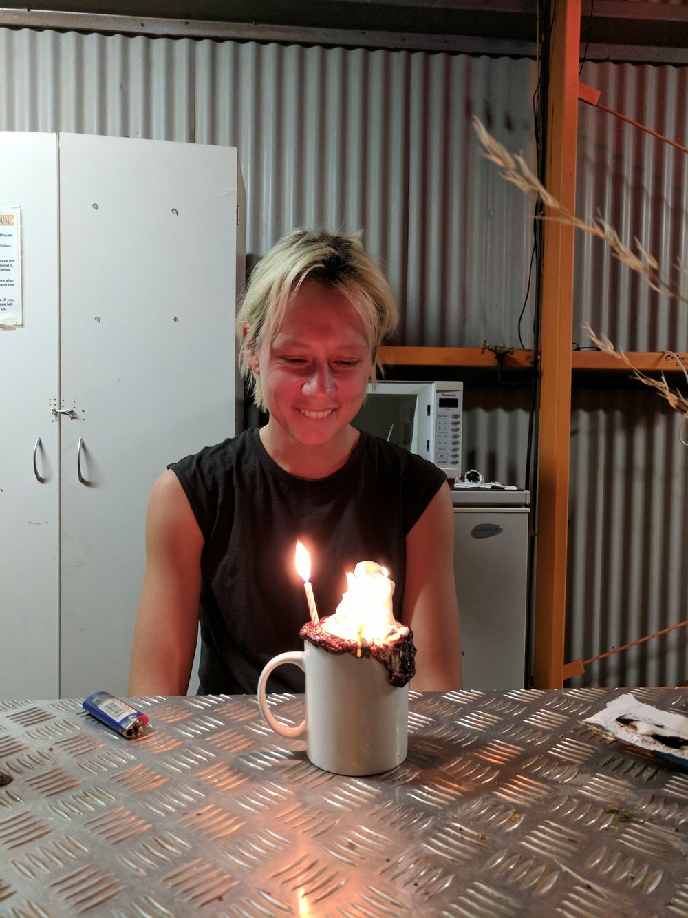 microwave birthday cake w/ candle