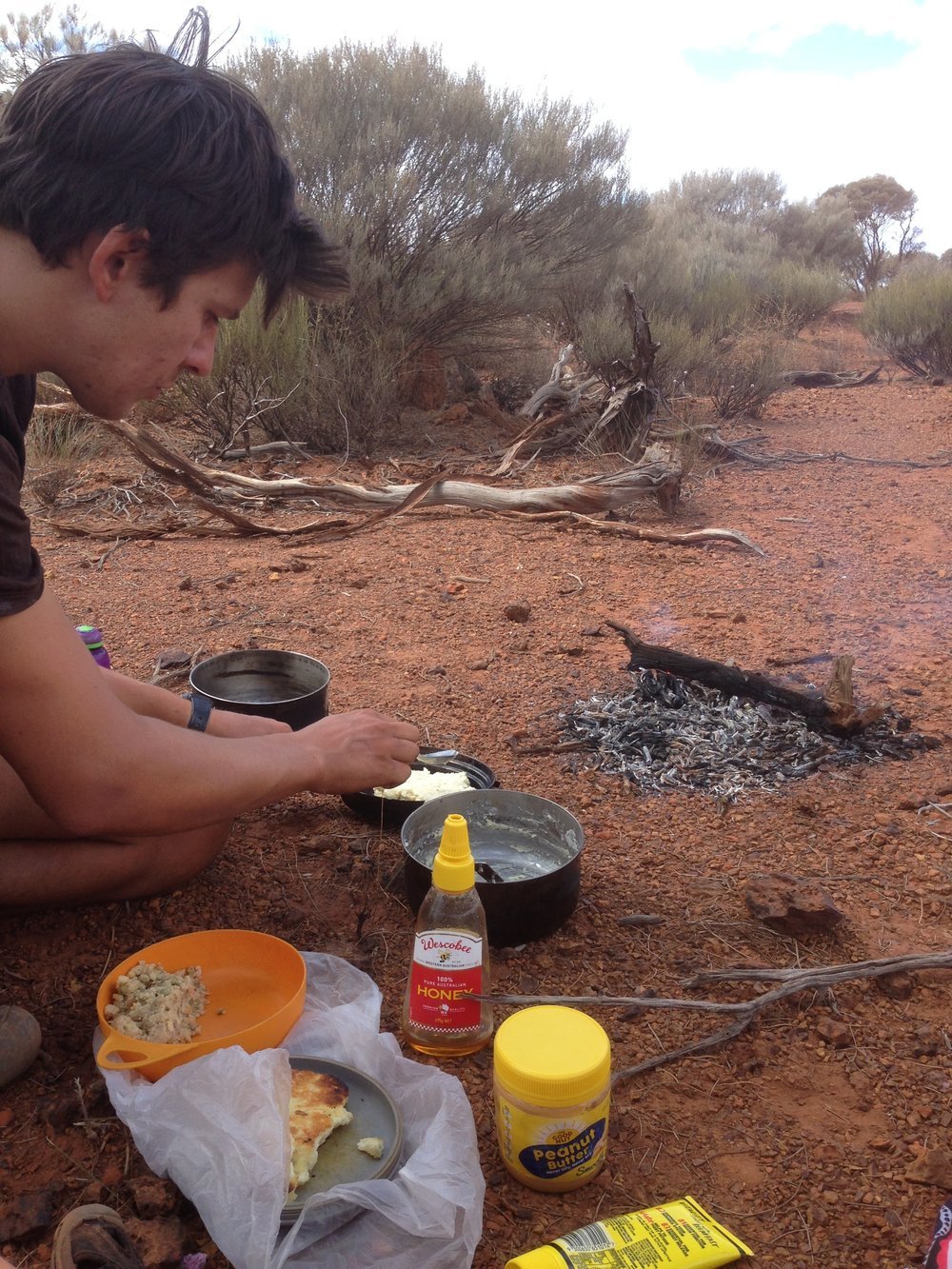 Out of food = make fire, damper lunch