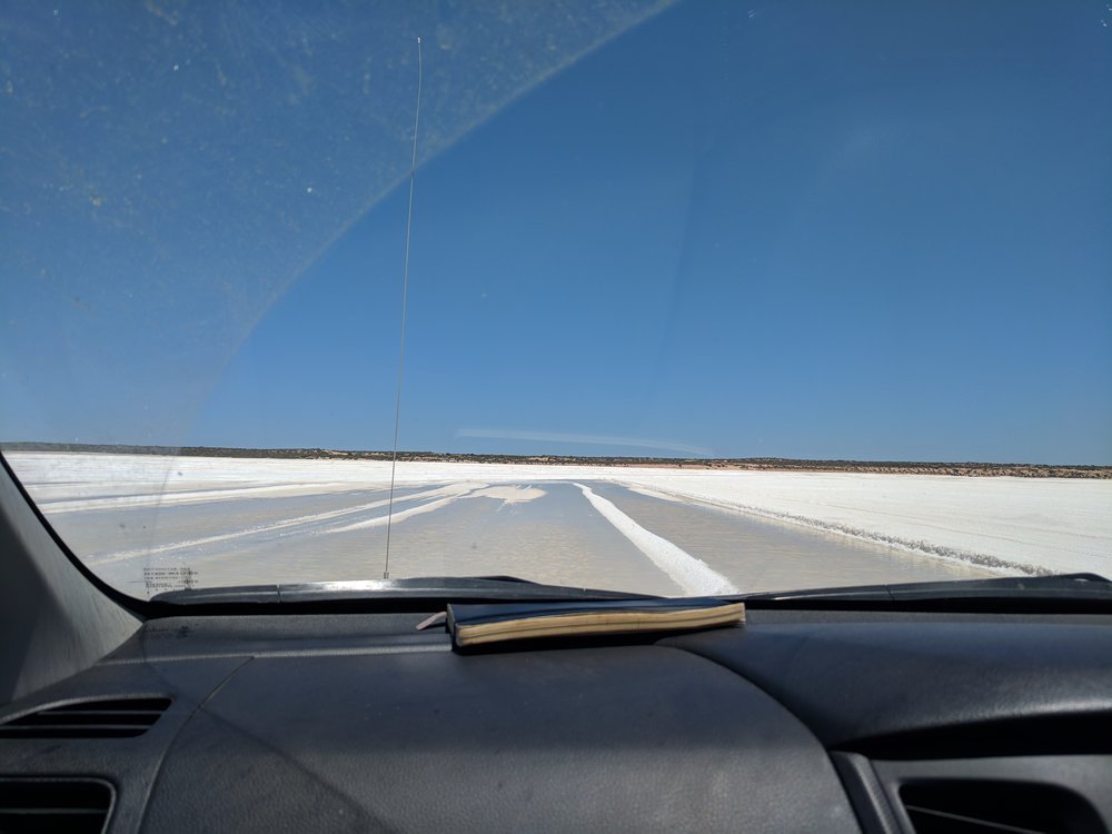  Below the salt is 'grown a floor'. Driving on a harvested pond, the floor is all that's left to start growing salt again 