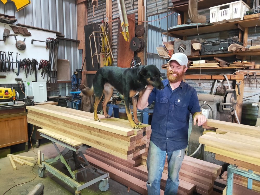  Micheal finished cutting and straightening timber ready to start shaping into doors and jambs 