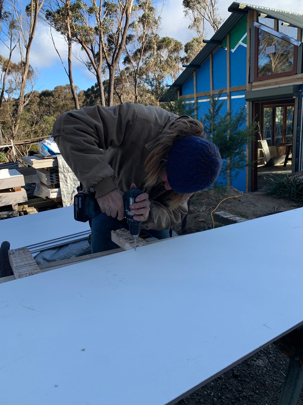  Pre-drilling holes so sheets pull in hard to battens 