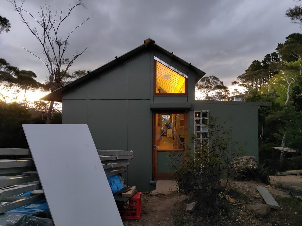  The nightly glow of the now green house! 