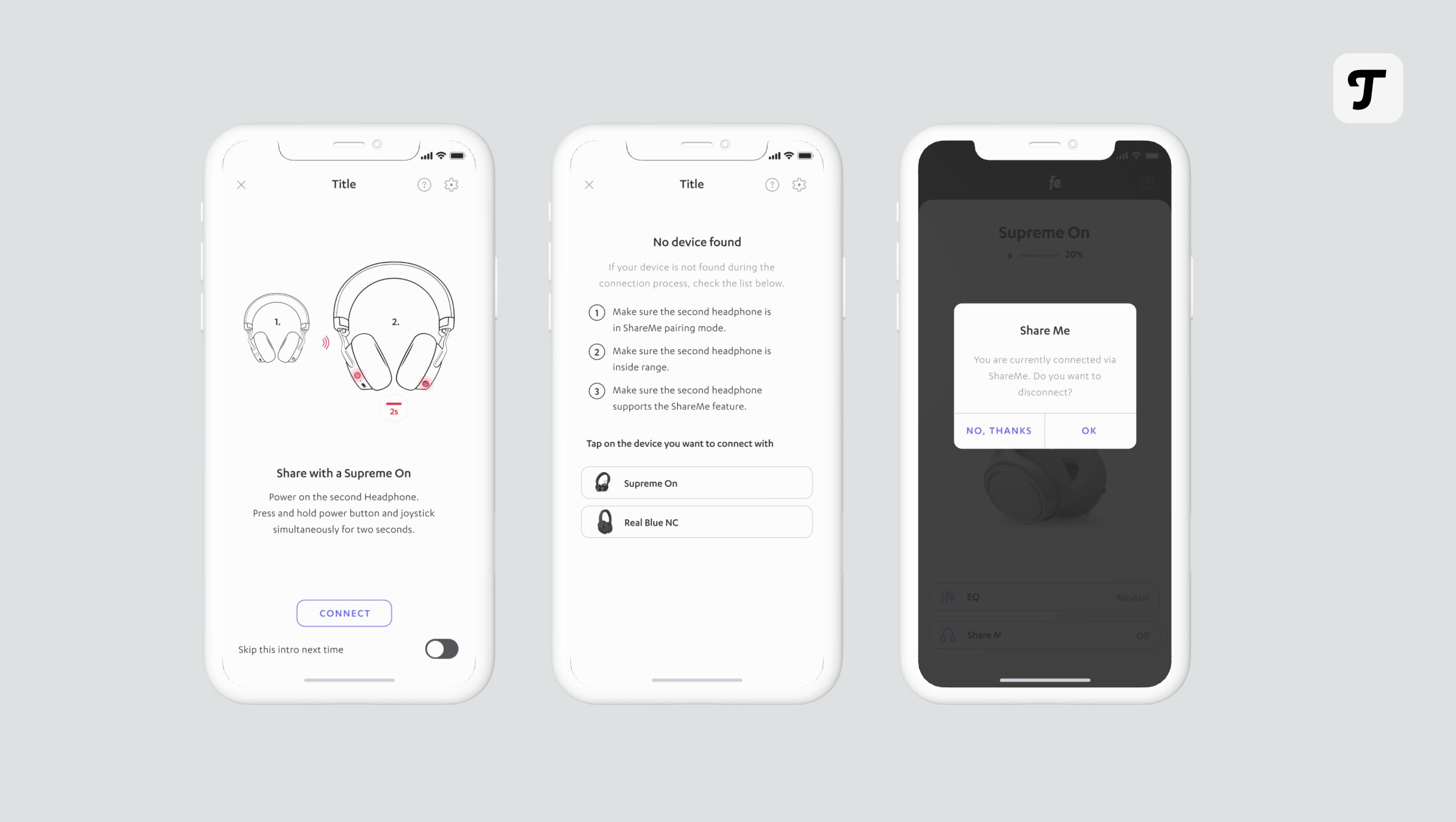 ShareMe: Listen to music from your phone with a friend by connecting two headphones wirelessly.
