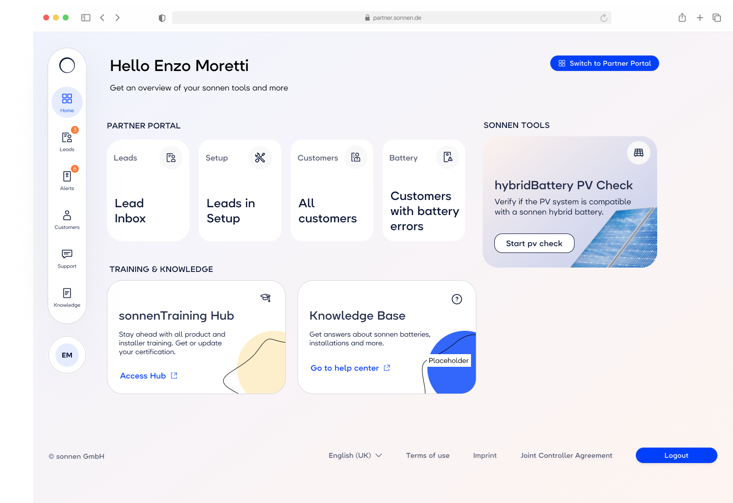 Design of a dashboard for sonnen partner portal