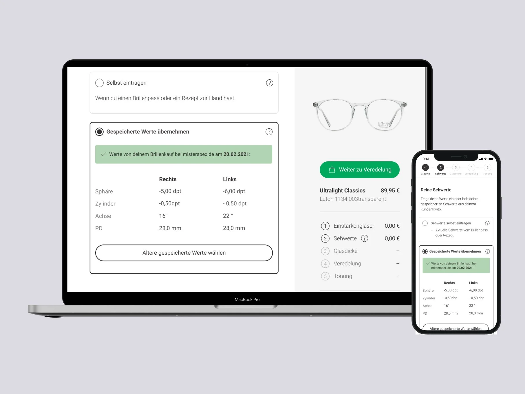 Step 2: Load saved values from account