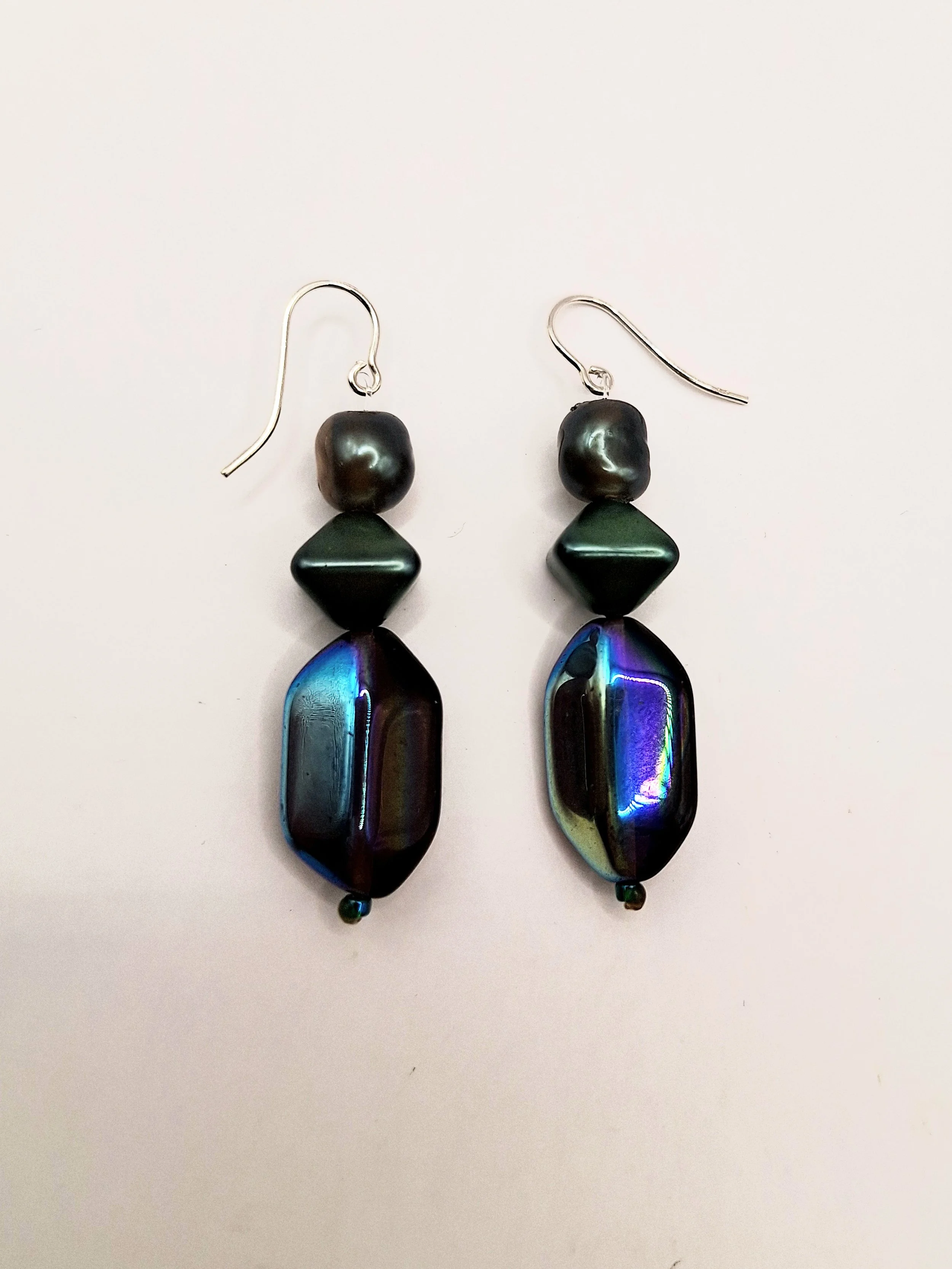 Ohrringe | Grün-Petrol-irisierend