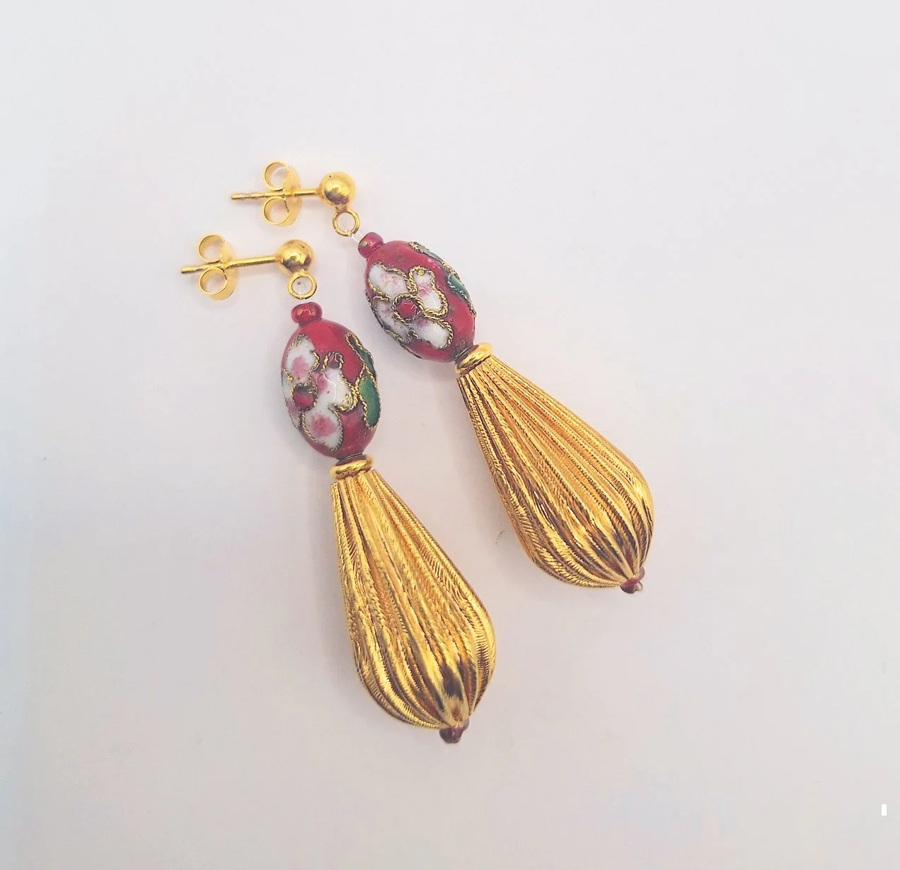 Ohrringe | Emaille-Rot-Gold