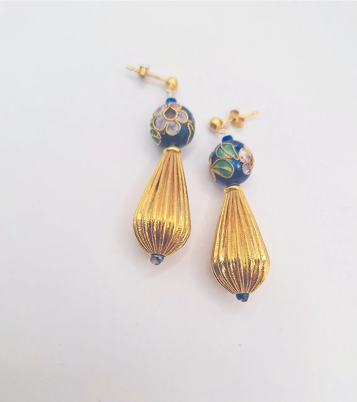 Ohrringe | Emaille-Blau-Gold