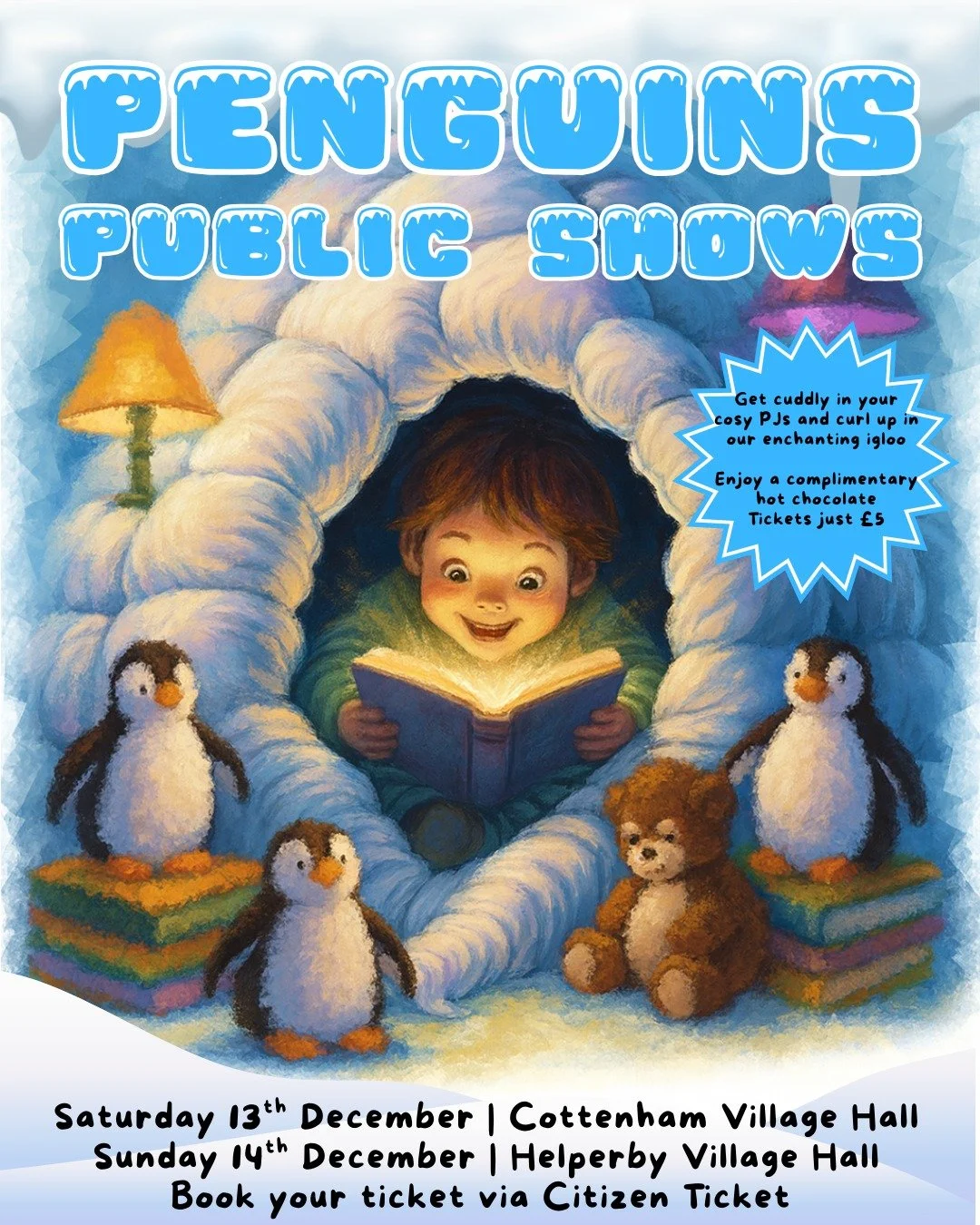 🐧❄️ It&rsquo;s a Double-Weekend Igloo Bonanza! ❄️🐧

Are you joining us tomorrow or Sunday for a magical adventure inside the igloo?
We can&rsquo;t wait to welcome more young explorers into our snowy world for stories, giggles and penguin fun!

✨ Co