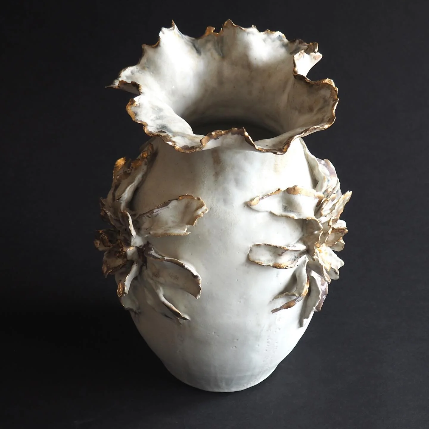 Floral matt white vase with gold lustre ✨

#ceramics #annascholz #contemporaryceramics #interiors #floralvase 

Available at @patricia_harvey_antiques
