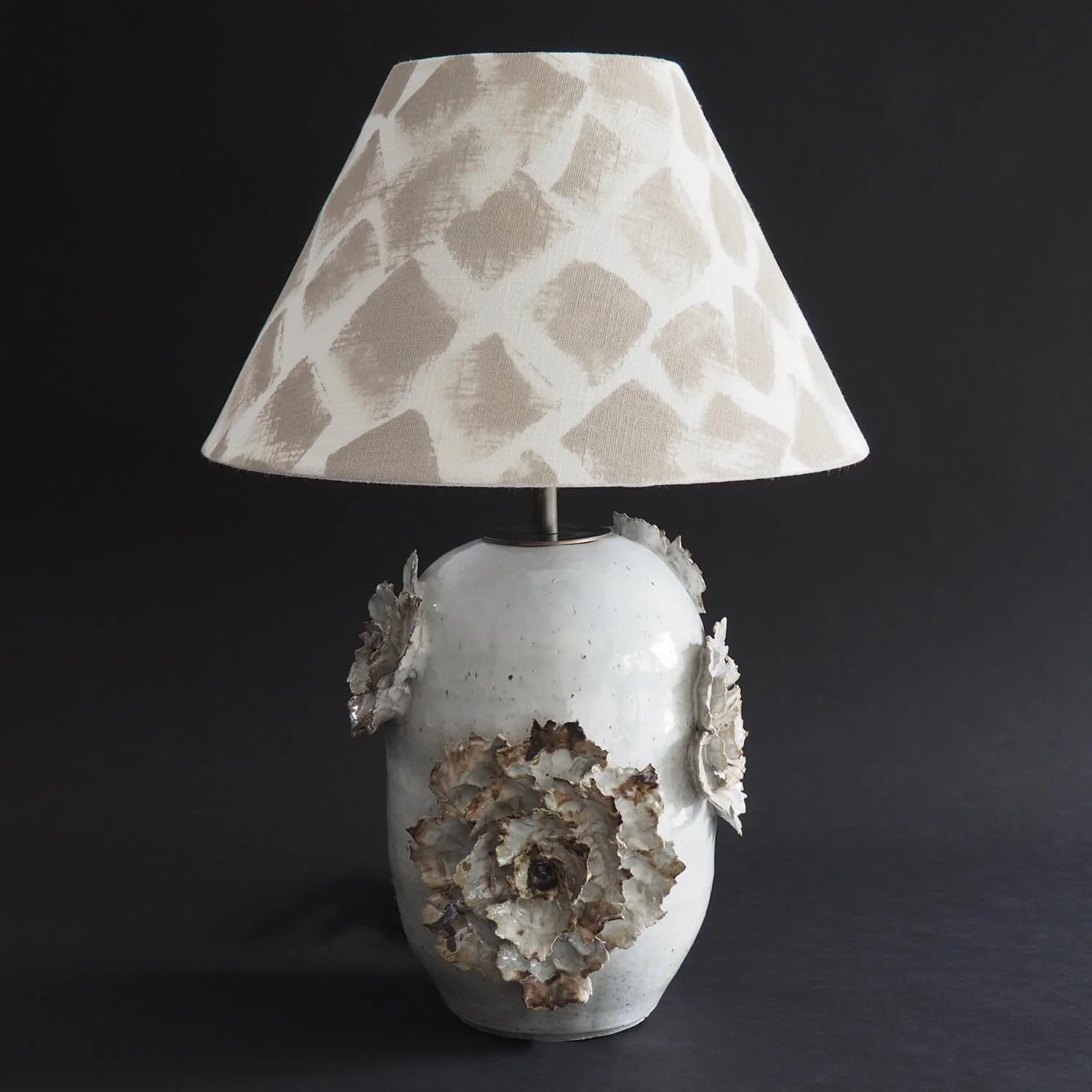 New lamps are live on my website 🤍
I love the iron flecks and oxides on this piece. 

#florallamp #ceramiclamp #contemporaryceramics #interiors #annascholz
