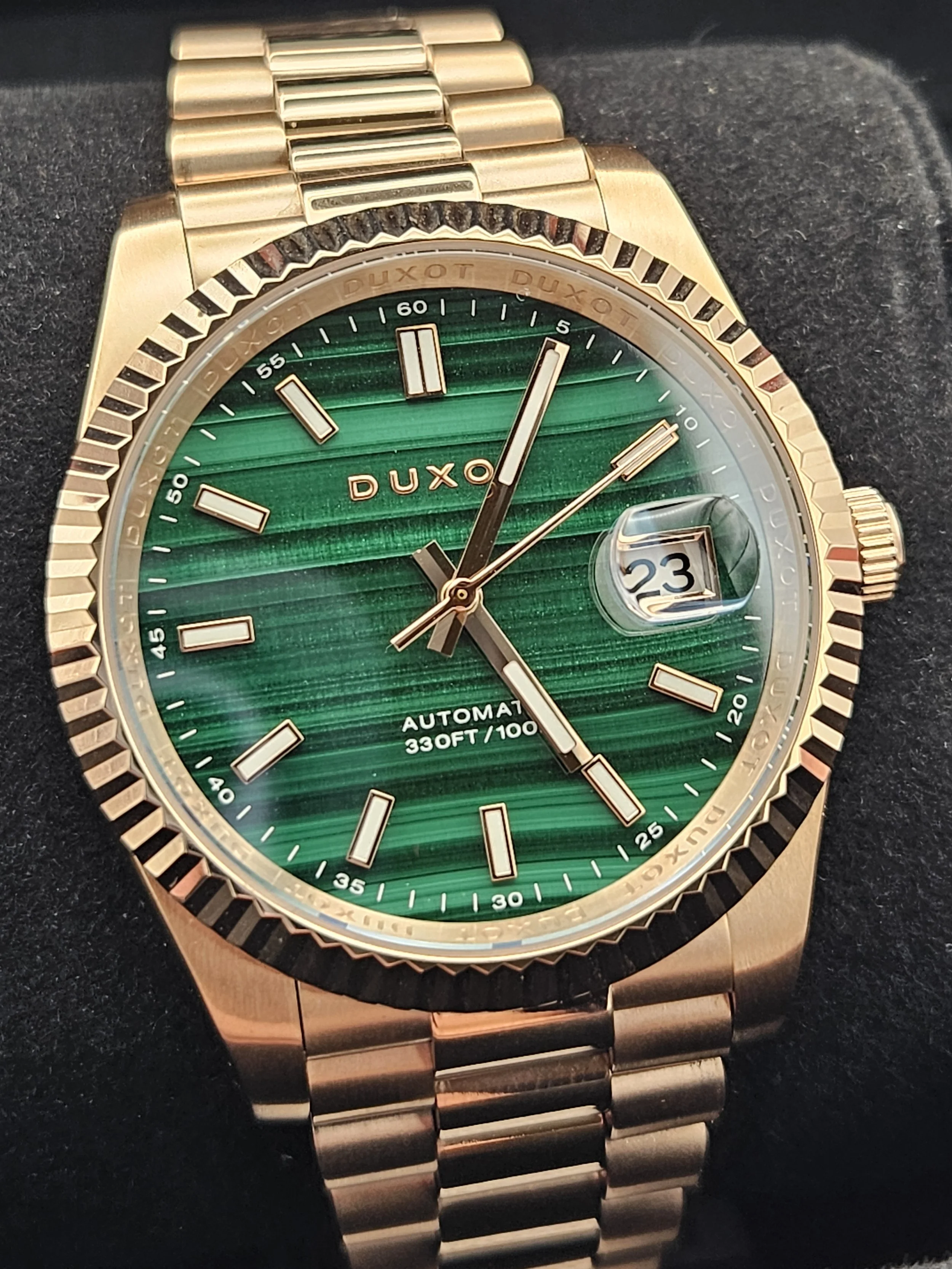 Duxot Marcel Automatic Lapidary Limited Edition Green Malachite 40mm Watch