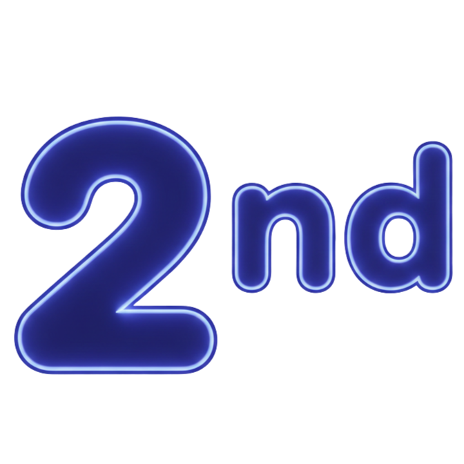 Neon sign reading '2nd' with a blue and purple glow.