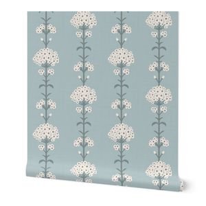 Modern floral hydrangeas stripes vine dark background cozy dusty blue small