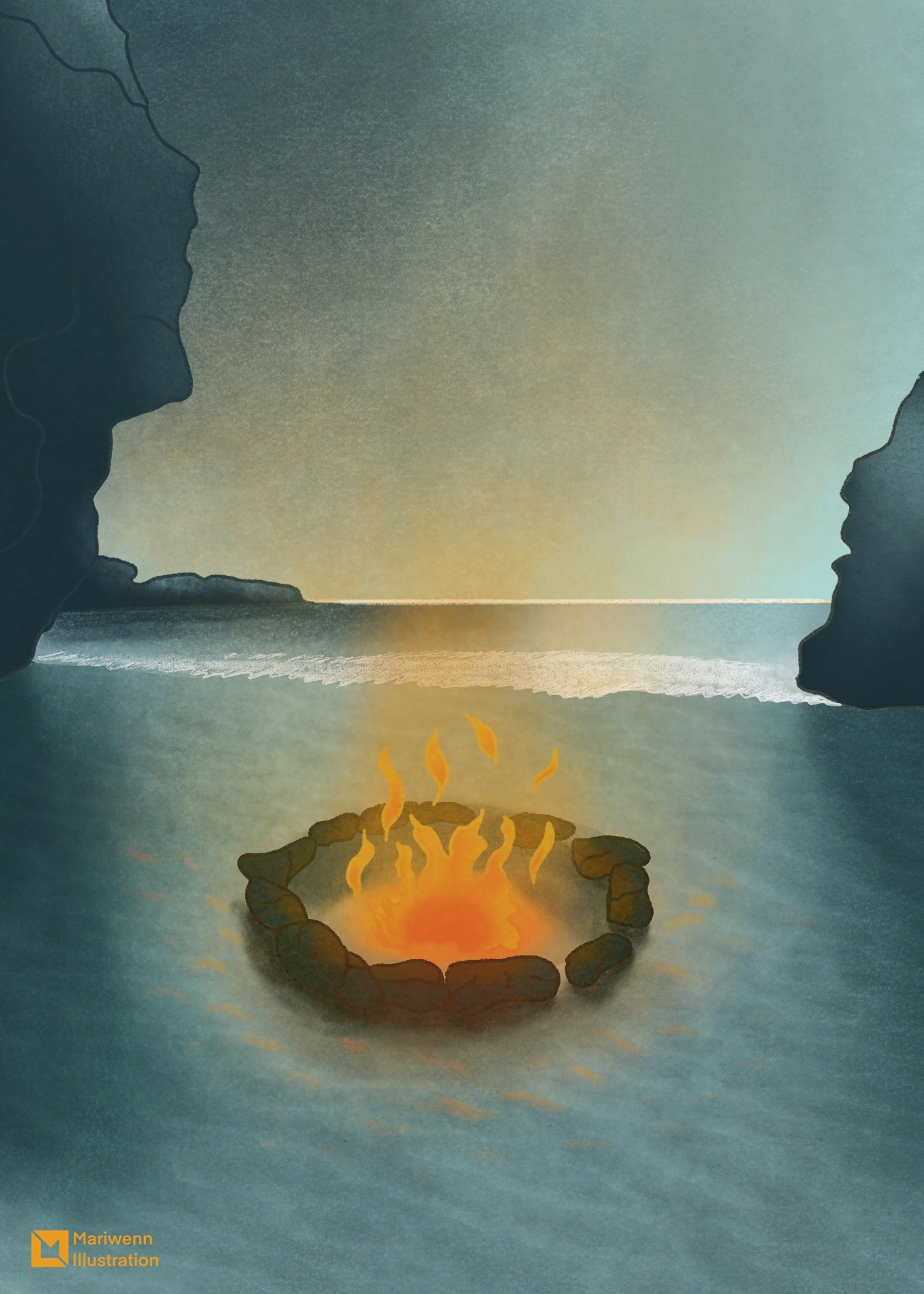 Feu de camp sur la plage
