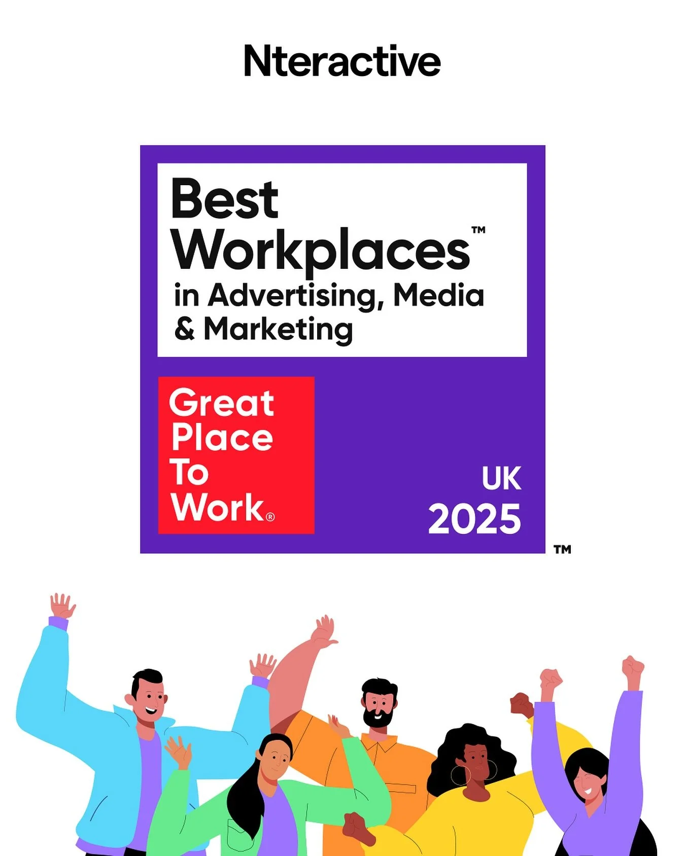 🏆Nteractive is recognised as one of the UK&rsquo;s Best Workplaces in Advertising, Media &amp; Marketing&trade;! 

We&rsquo;re proud to share that Nteractive has been recognised by @gptw_uk Great Place To Work&reg; UK as one of the UK&rsquo;s Best W